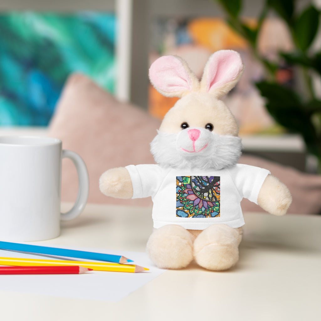 Colorful Tree of Growth stuffed animal with printed tee