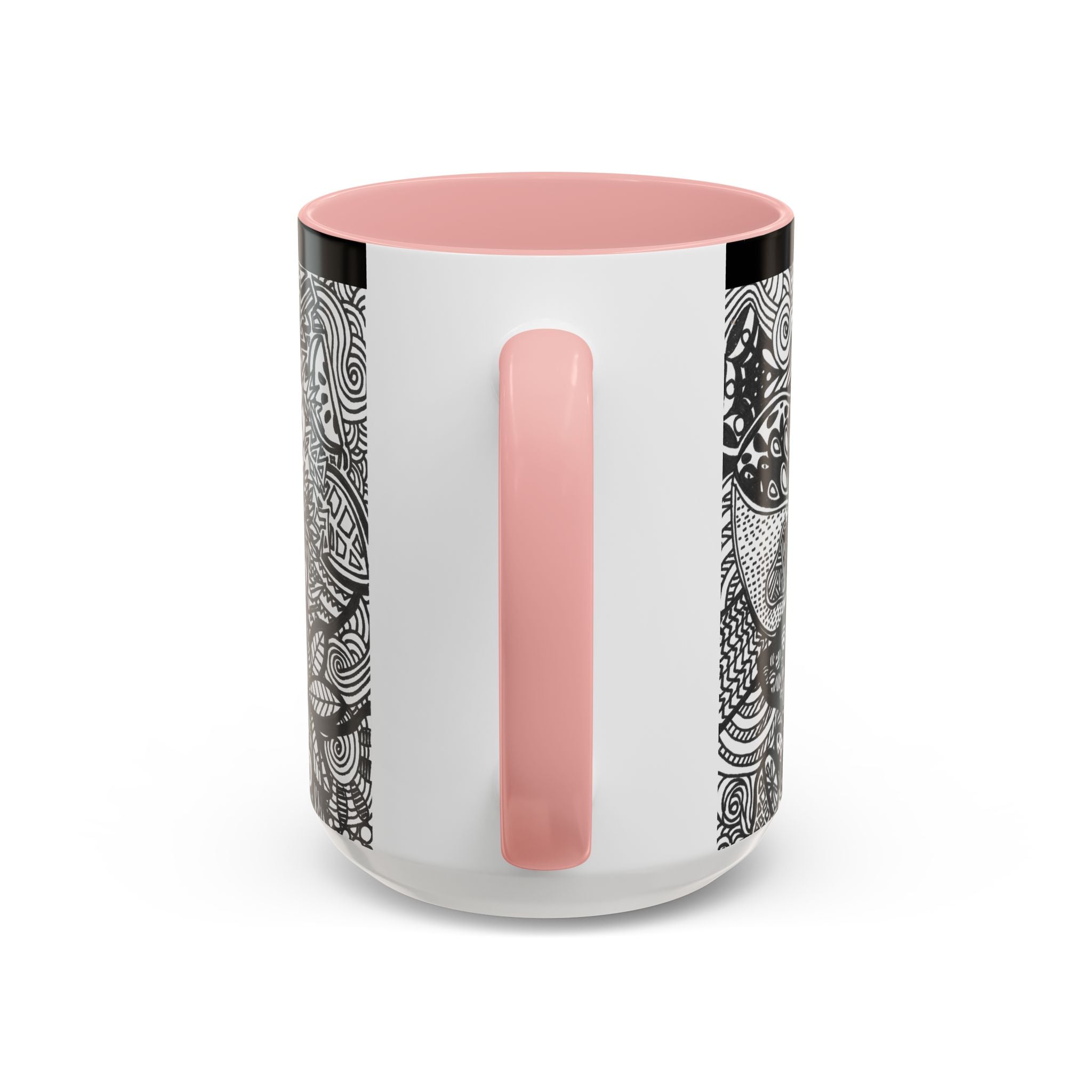 Black and White Doodle Pattern Accent Coffee Mug | 11oz 15oz