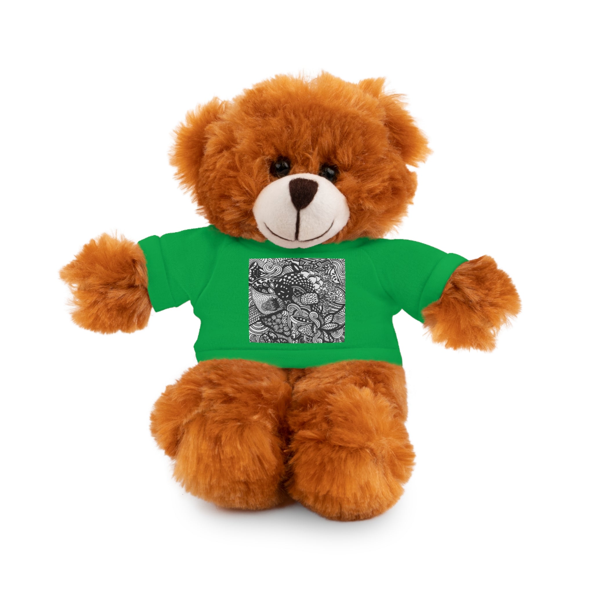 Black and White Zentangle Stuffed Animal Gift with Printed Tee