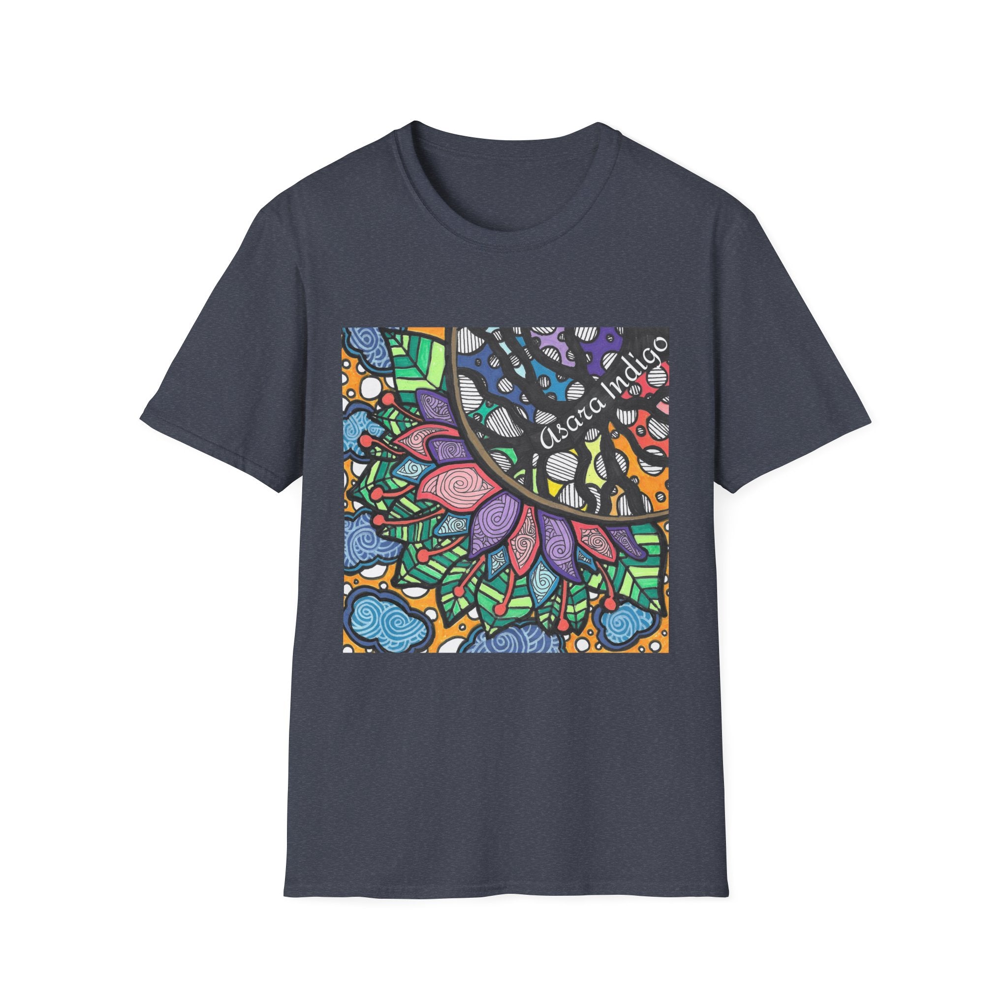 Mandala Floral Tee — Colorful Boho Graphic T-Shirt with 'Algora Indico' Design