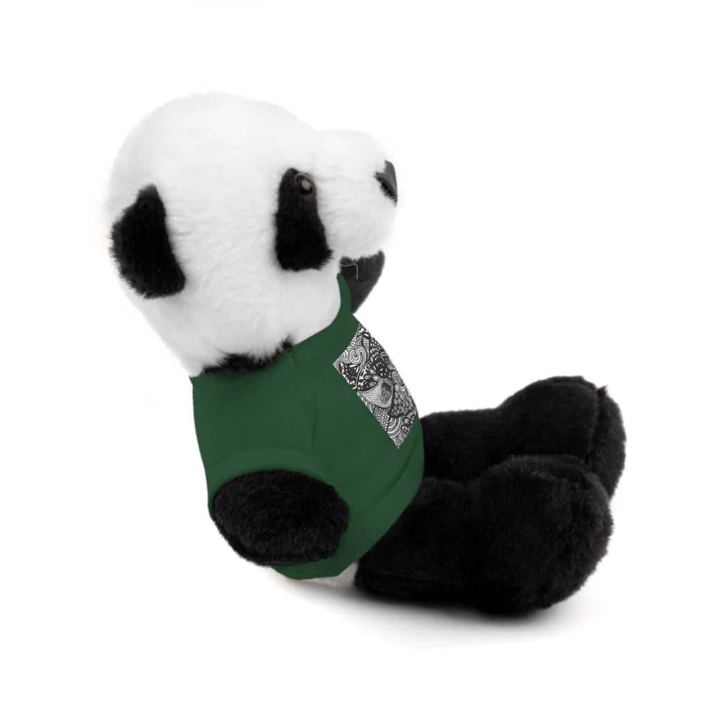 Black and White Zentangle Stuffed Animal Gift with Printed Tee