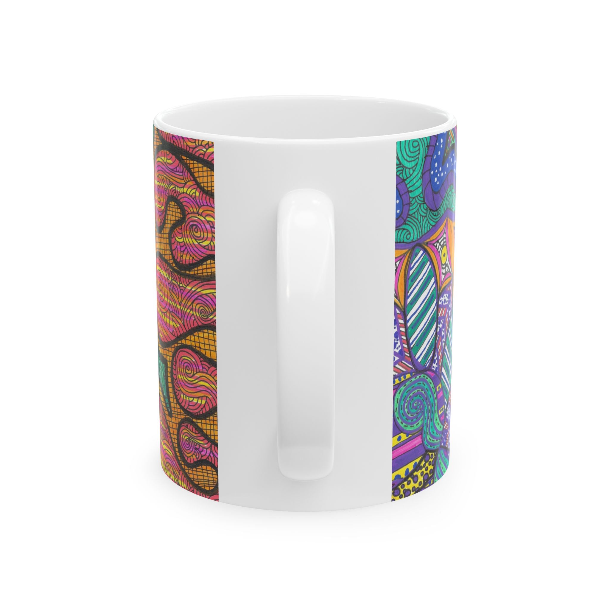 Psychedelic Go With the Flow Doodle Ceramic Coffee Cup