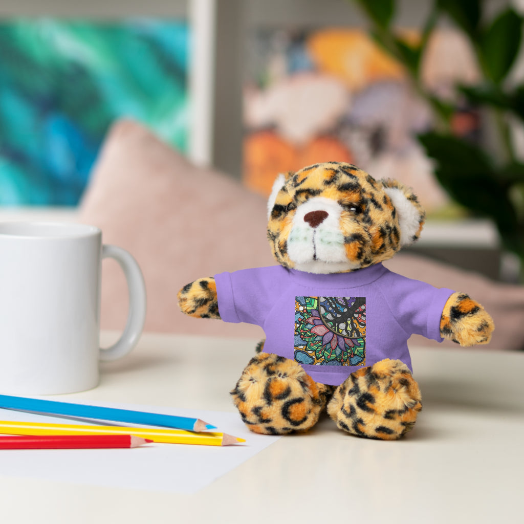 Colorful Tree of Growth stuffed animal with printed tee