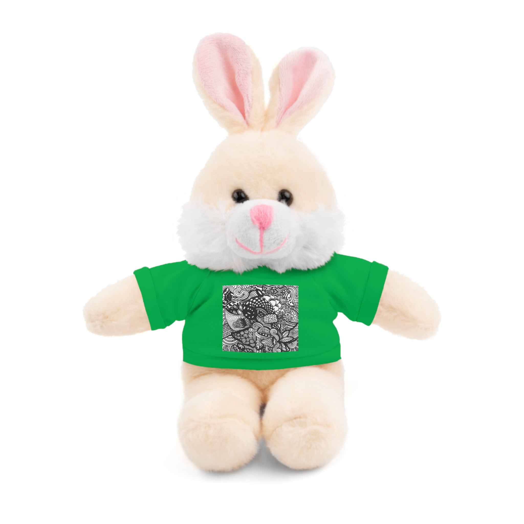 Black and White Zentangle Stuffed Animal Gift with Printed Tee