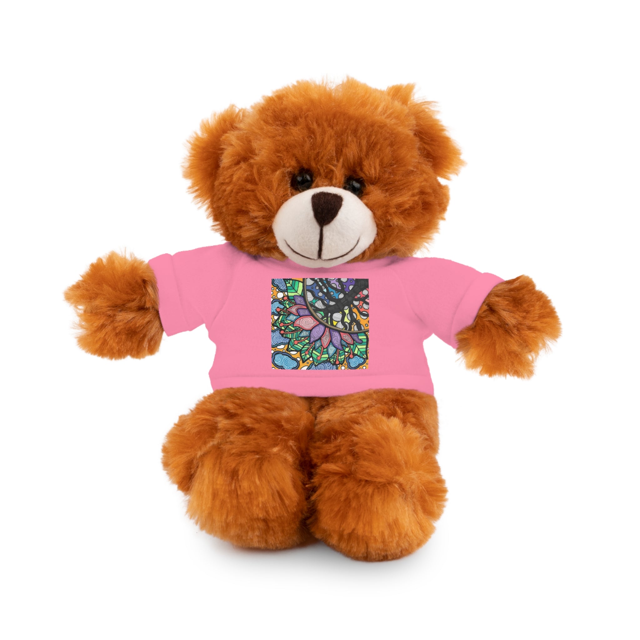 Colorful Tree of Growth stuffed animal with printed tee