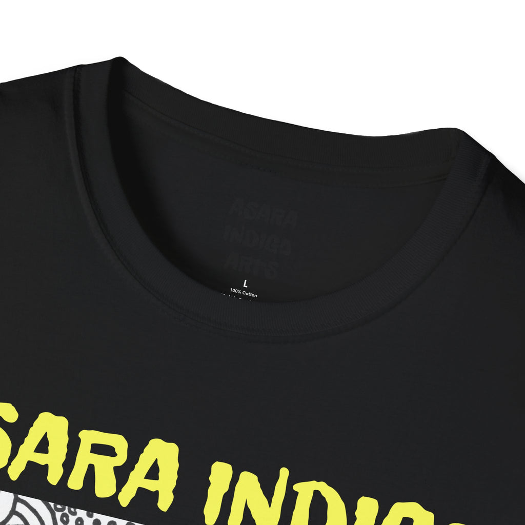 Indigo Doodle Art T-Shirt — 'ASARA INDIGO' Black & White Abstract Graphic Tee