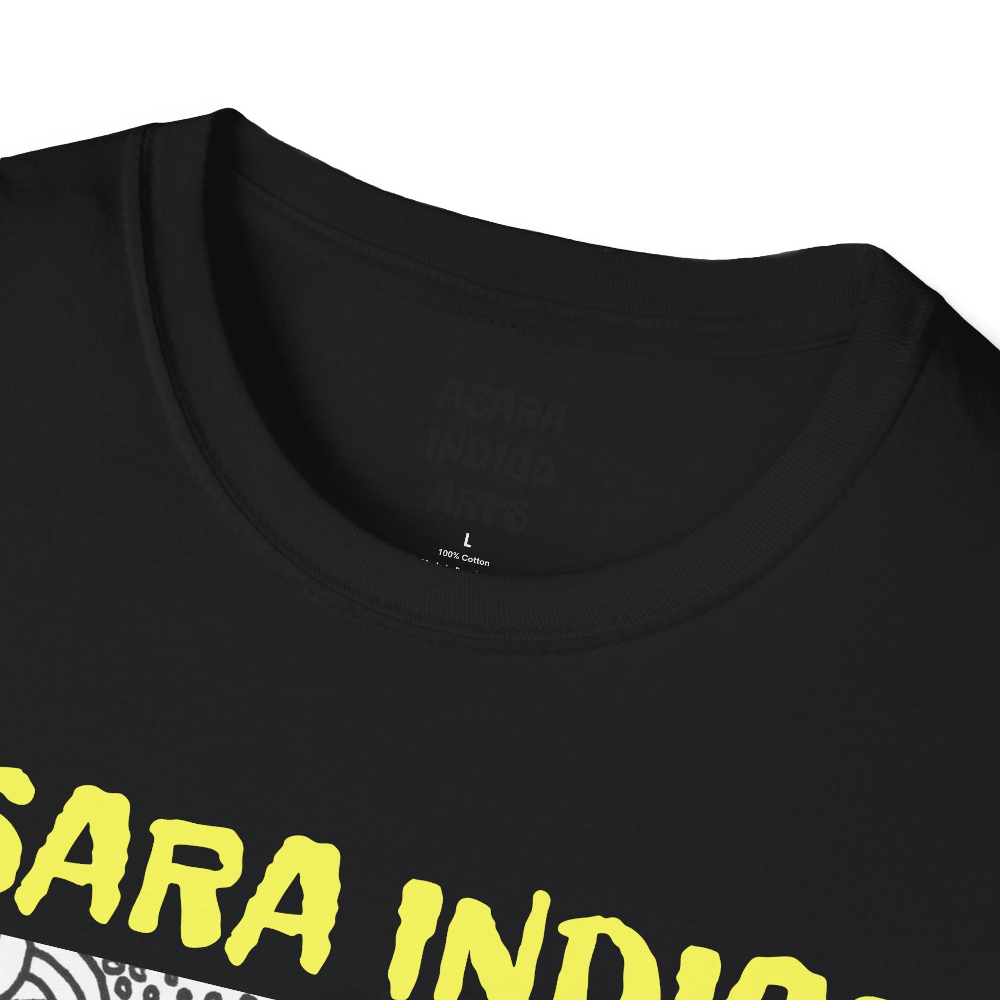 Indigo Doodle Art T-Shirt — 'ASARA INDIGO' Black & White Abstract Graphic Tee