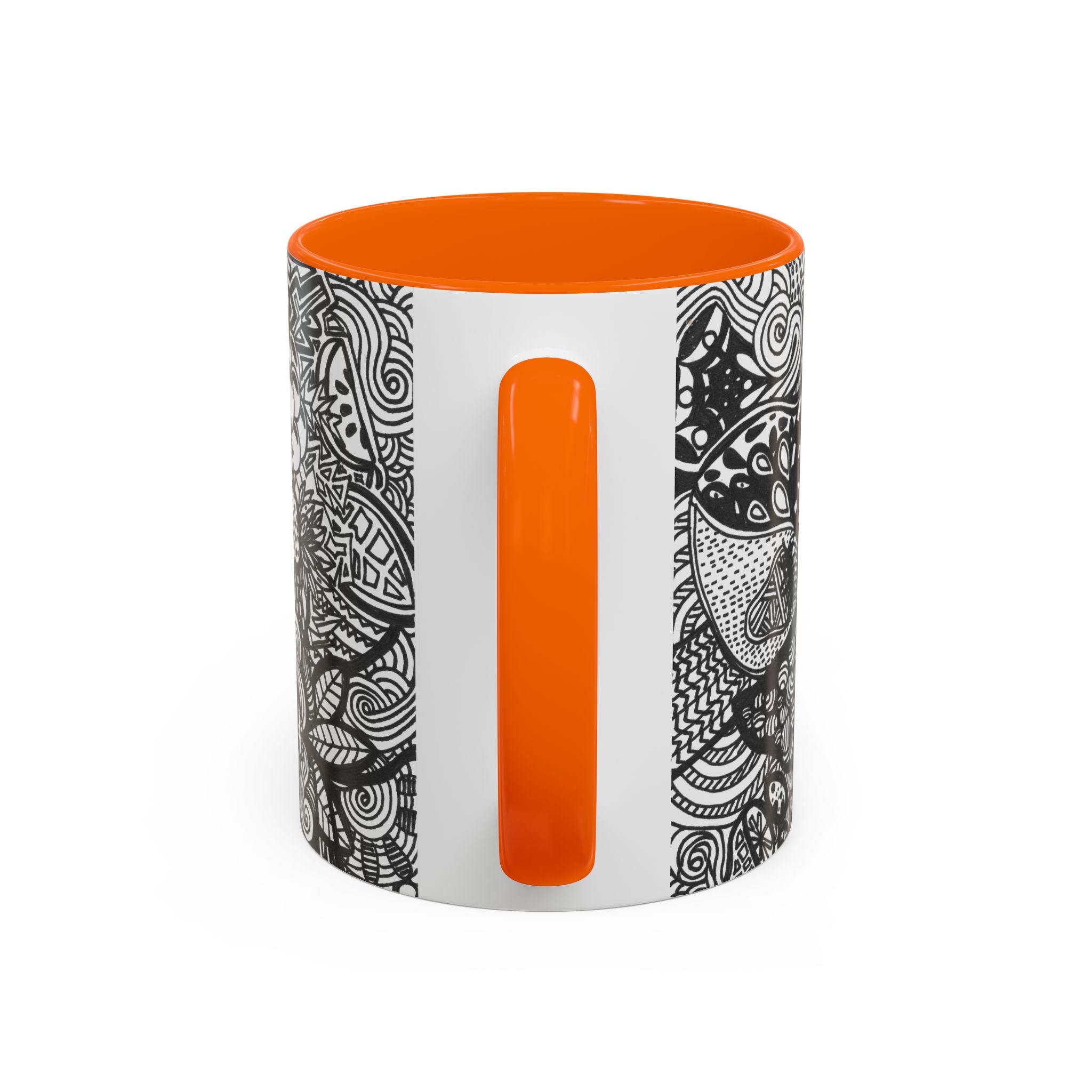 Black and White Doodle Pattern Accent Coffee Mug | 11oz 15oz