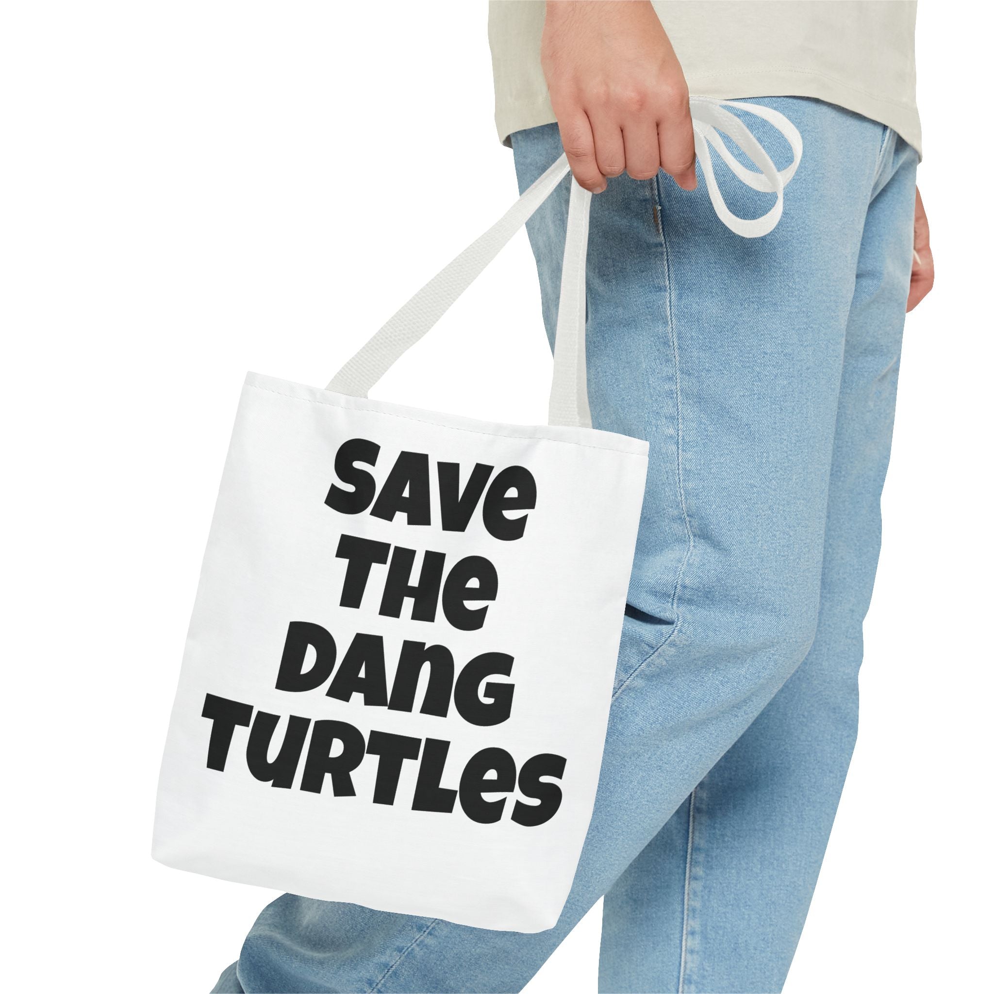 Save The Turtles Tote Bag - Reversible Sea Turtle Print Beach Grocery Tote