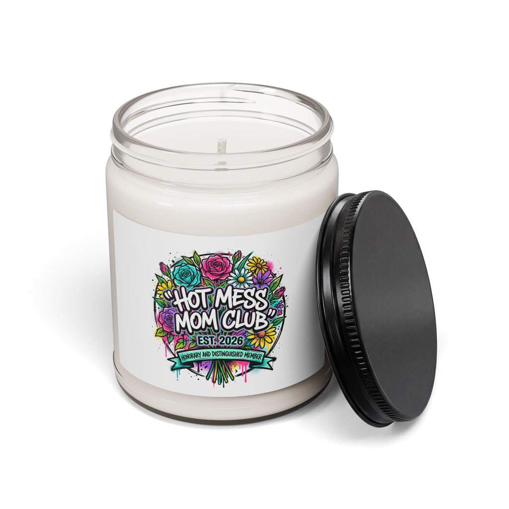 Hot Mess Mom Club Candle | Mother's Day minimalist typographic mom soy candle