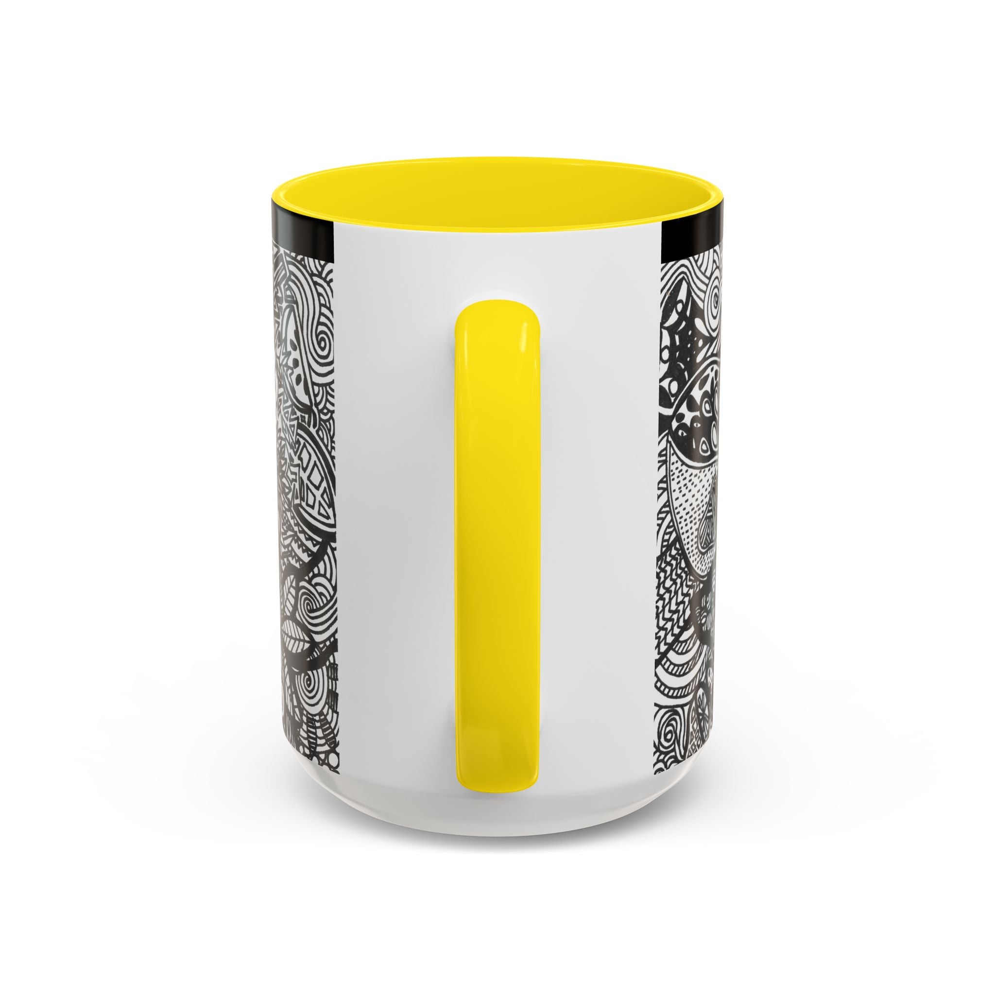 Black and White Doodle Pattern Accent Coffee Mug | 11oz 15oz