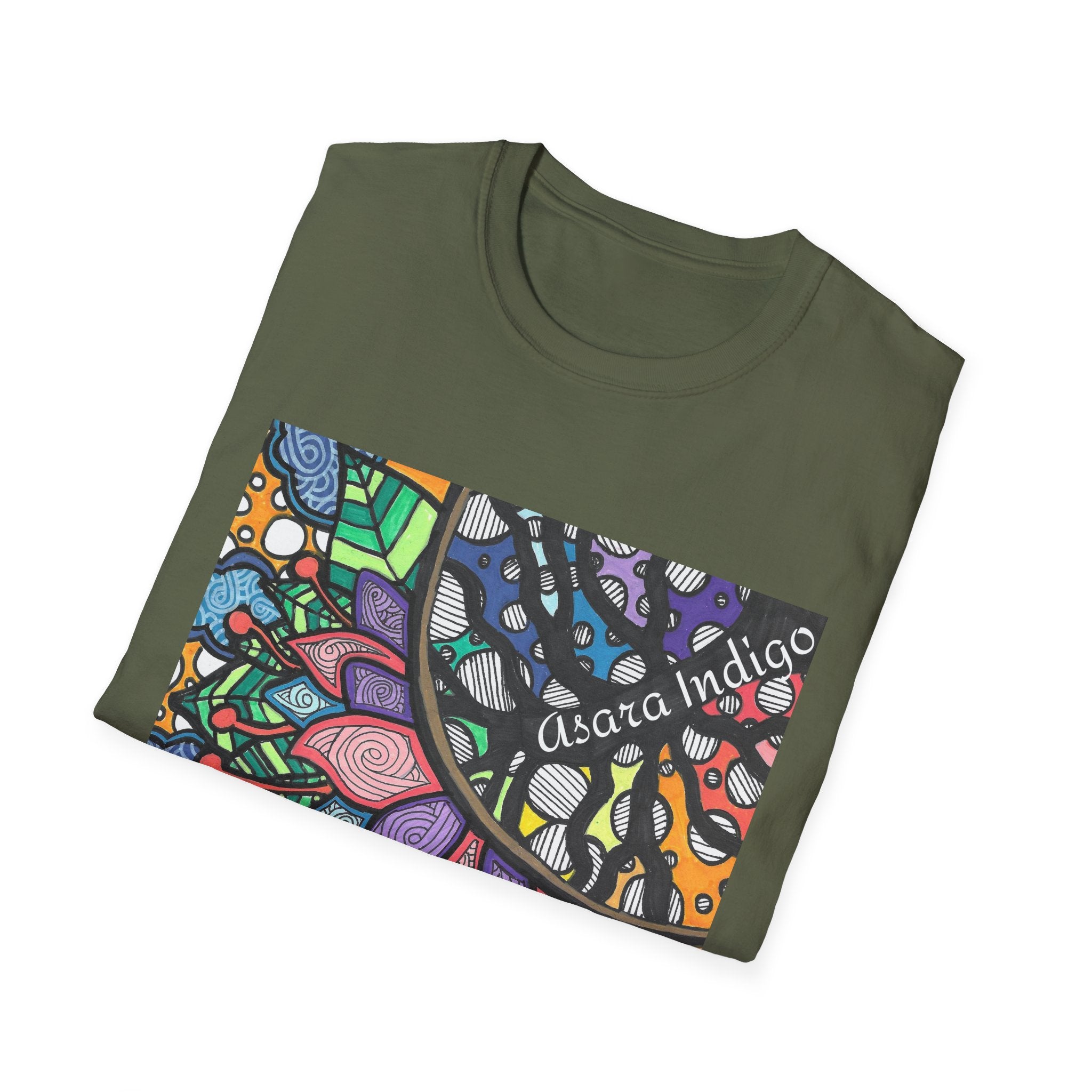 Mandala Floral Tee — Colorful Boho Graphic T-Shirt with 'Algora Indico' Design