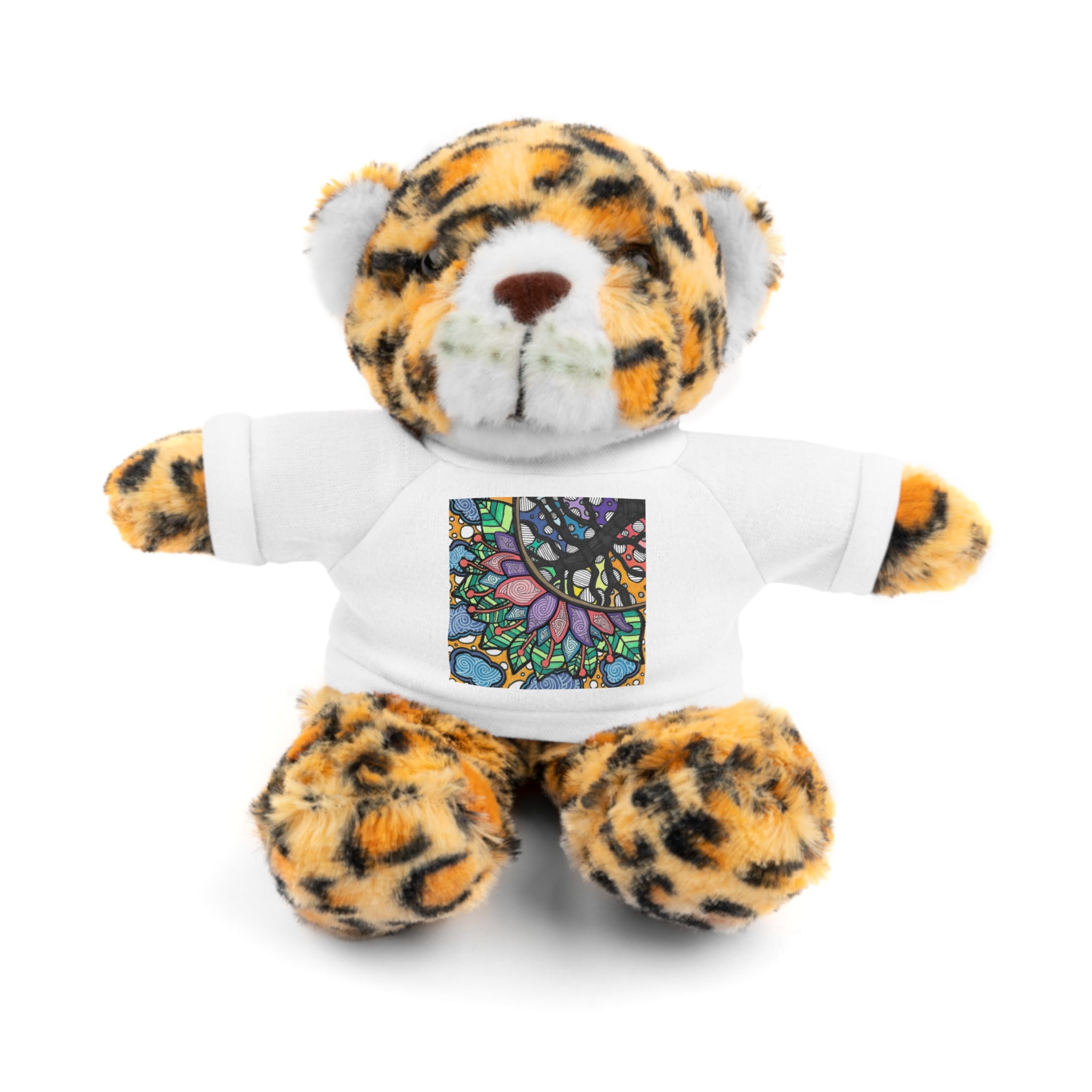 Colorful Tree of Growth stuffed animal with printed tee