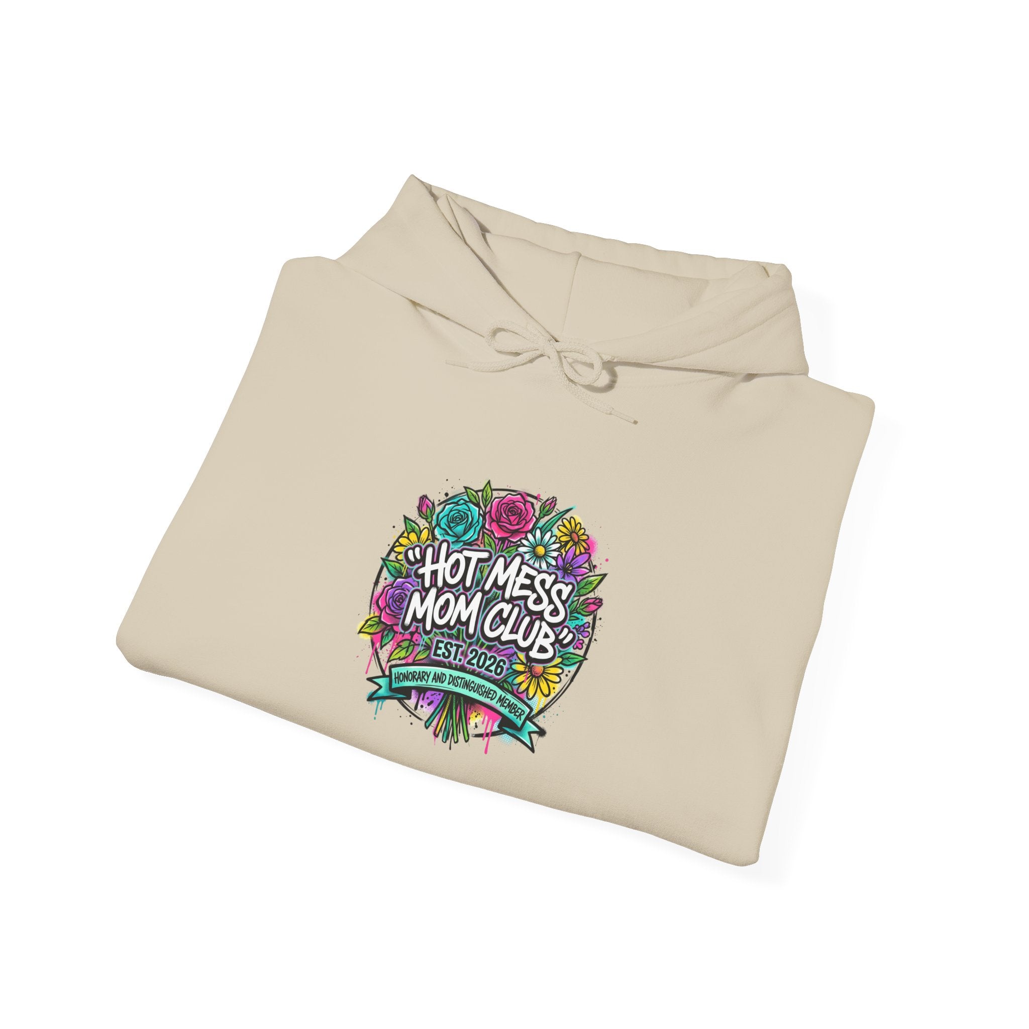 Hot Mess Mom Club Hoodie | Mother’s Day minimalist typographic mom sweatshirt