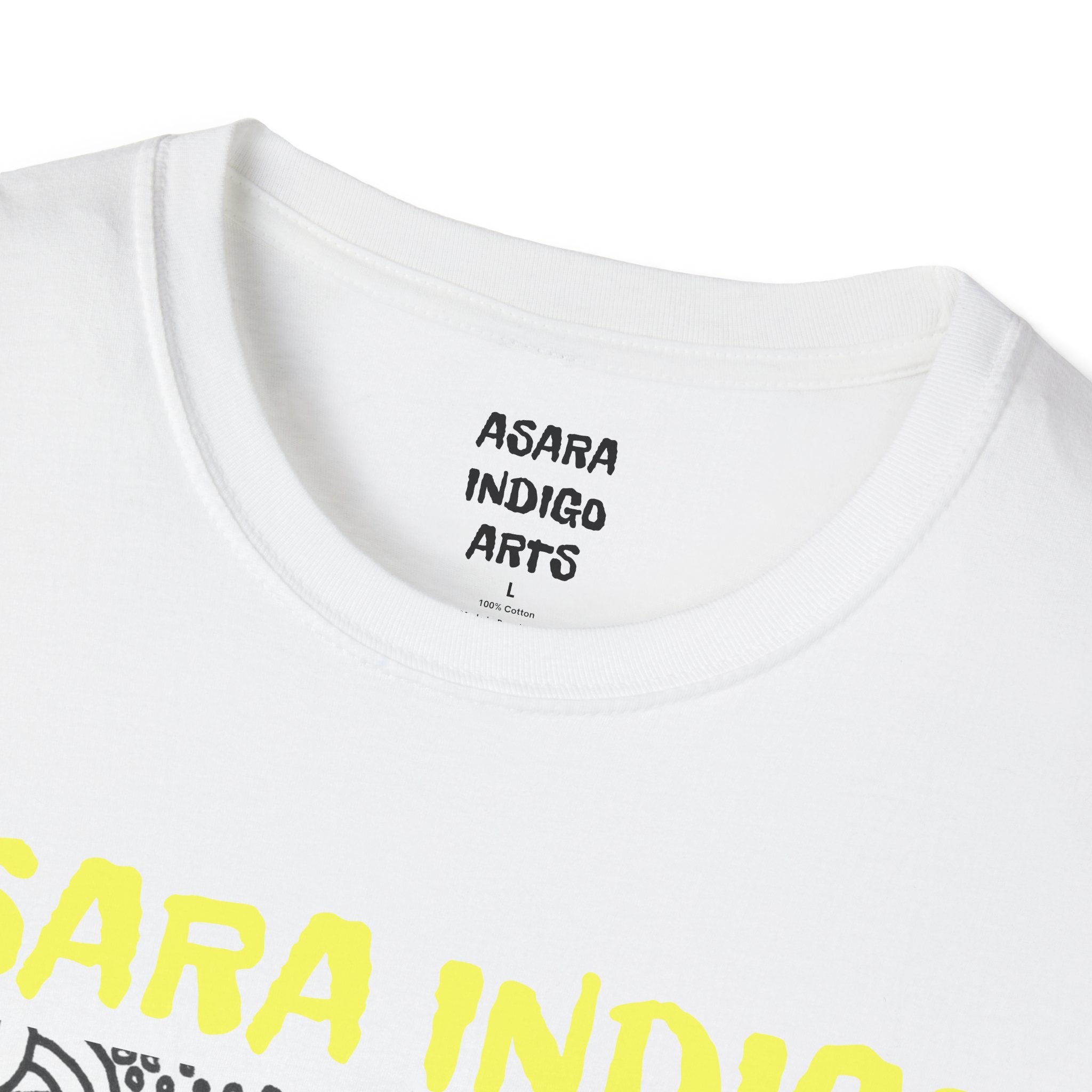 Indigo Doodle Art T-Shirt — 'ASARA INDIGO' Black & White Abstract Graphic Tee