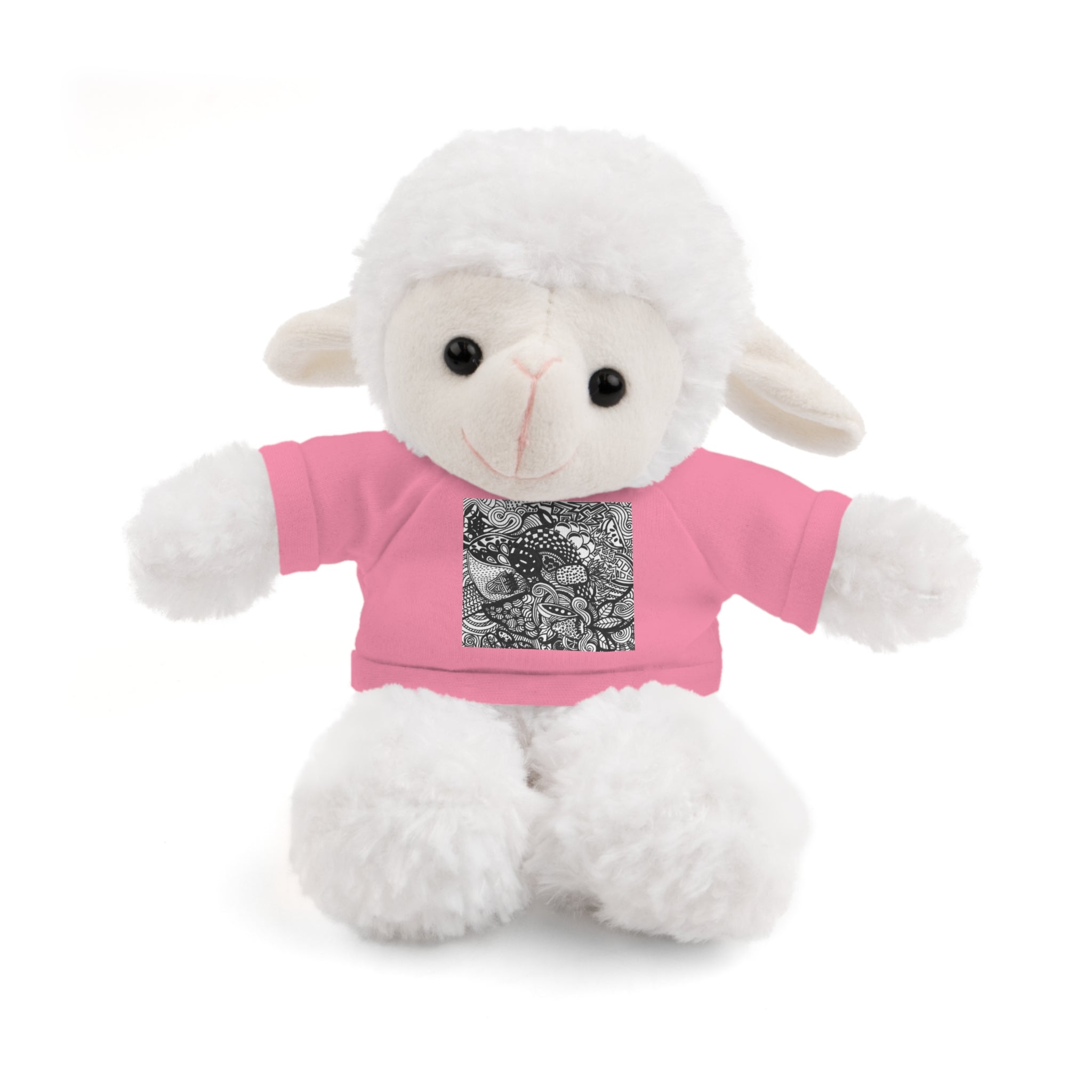 Black and White Zentangle Stuffed Animal Gift with Printed Tee