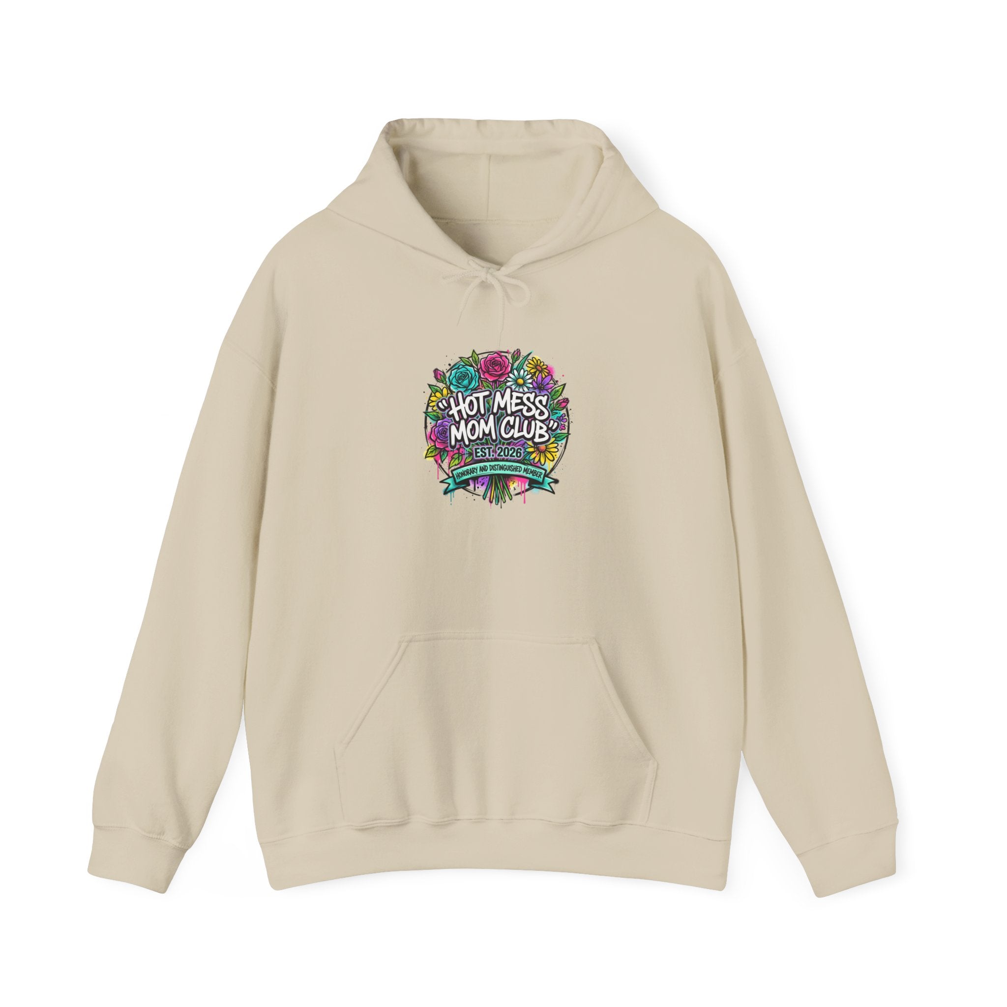 Hot Mess Mom Club Hoodie | Mother’s Day minimalist typographic mom sweatshirt