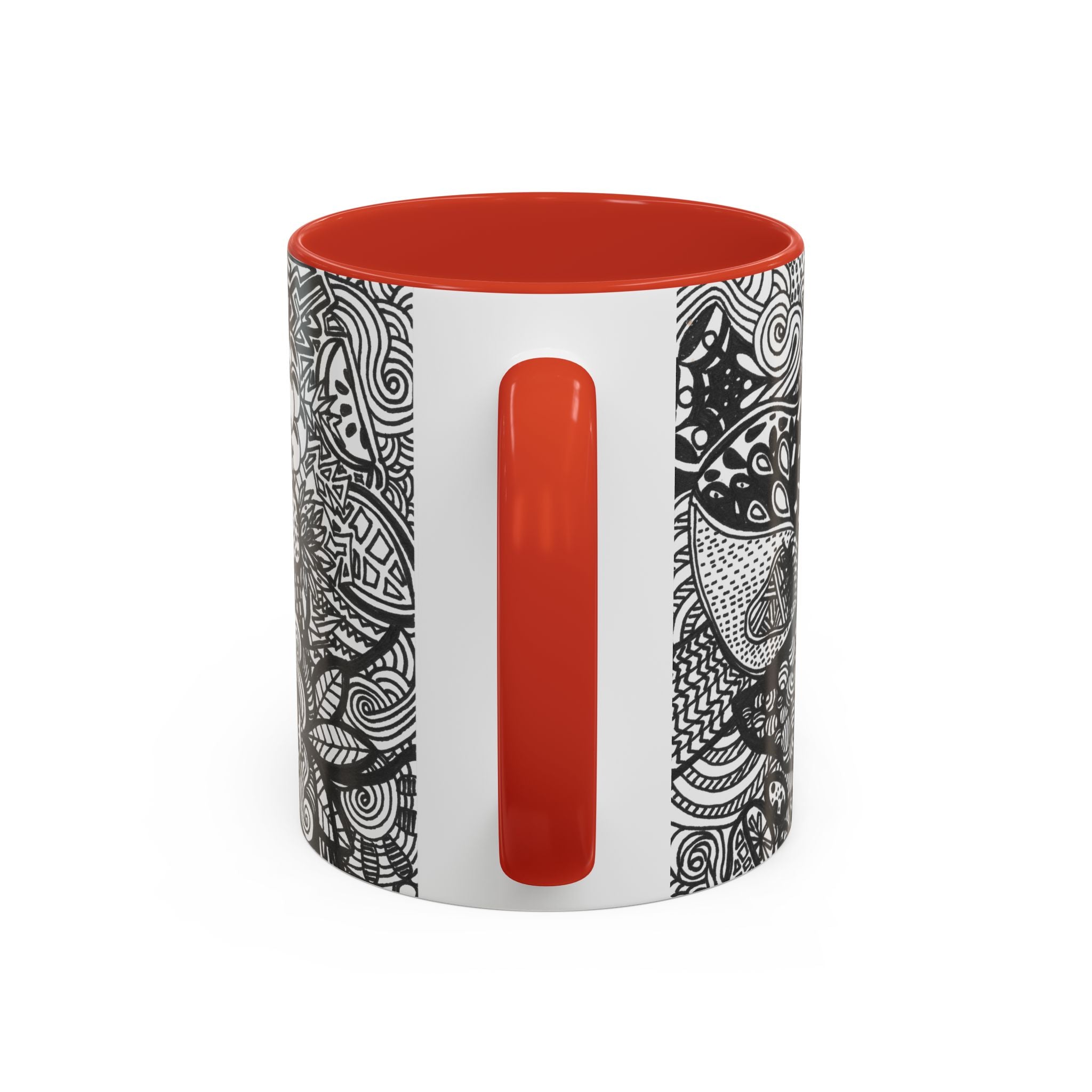 Black and White Doodle Pattern Accent Coffee Mug | 11oz 15oz