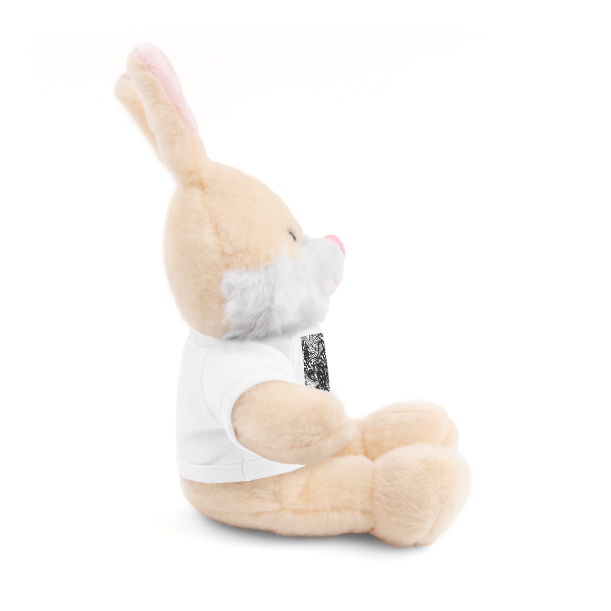 Black and White Zentangle Stuffed Animal Gift with Printed Tee