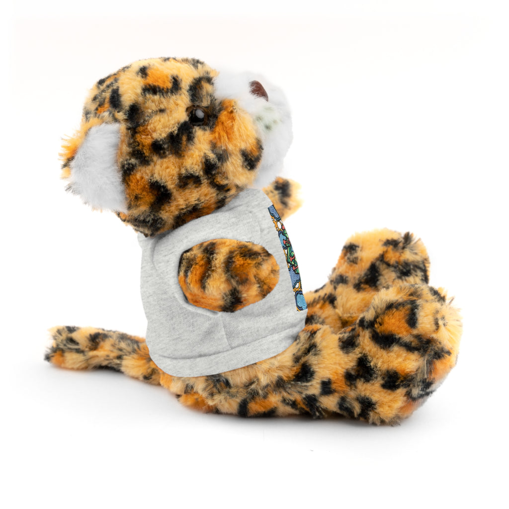 Colorful Tree of Growth stuffed animal with printed tee