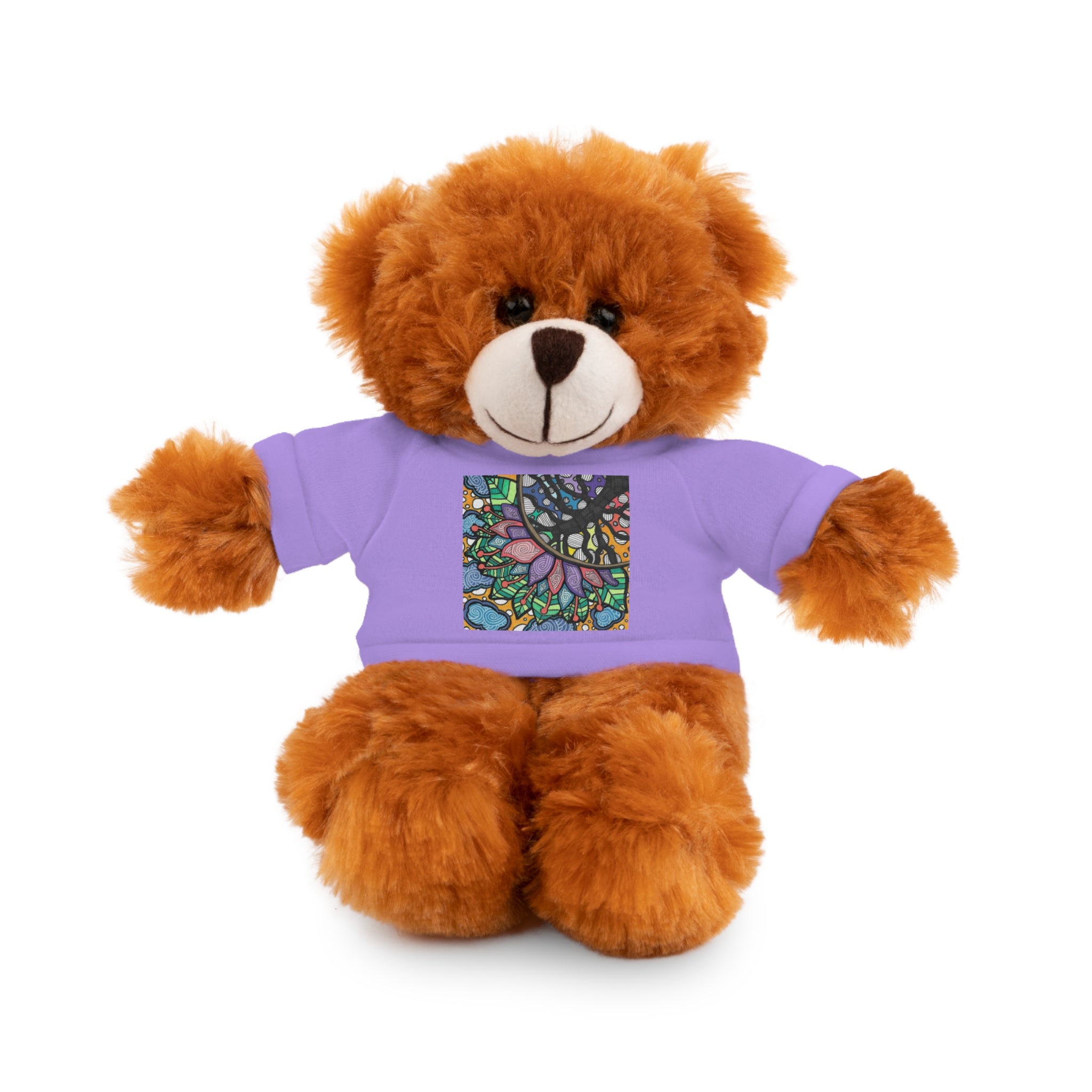 Colorful Tree of Growth stuffed animal with printed tee