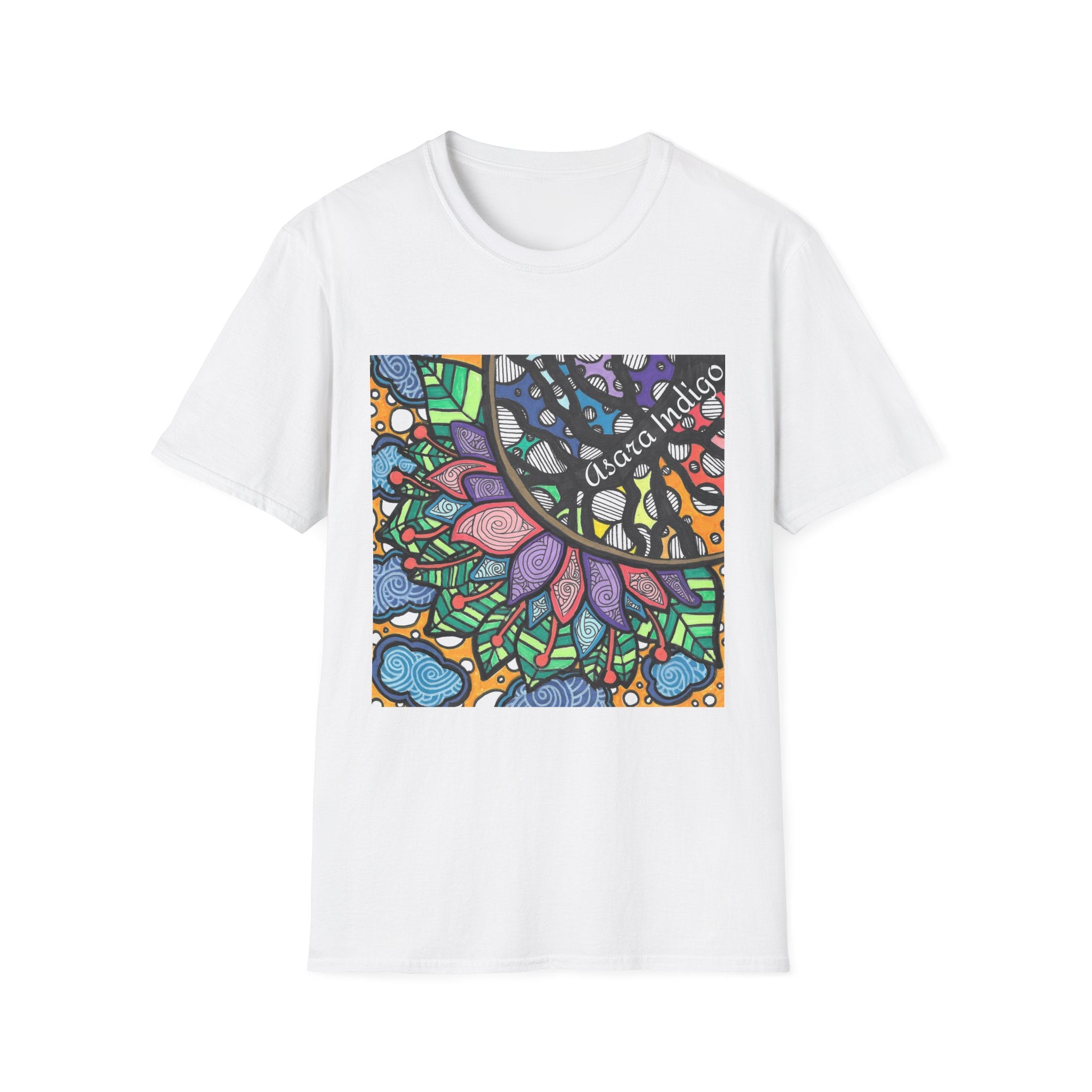 Mandala Floral Tee — Colorful Boho Graphic T-Shirt with 'Algora Indico' Design