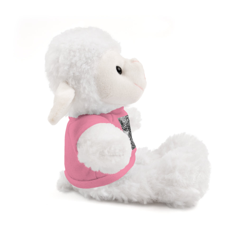 Black and White Zentangle Stuffed Animal Gift with Printed Tee