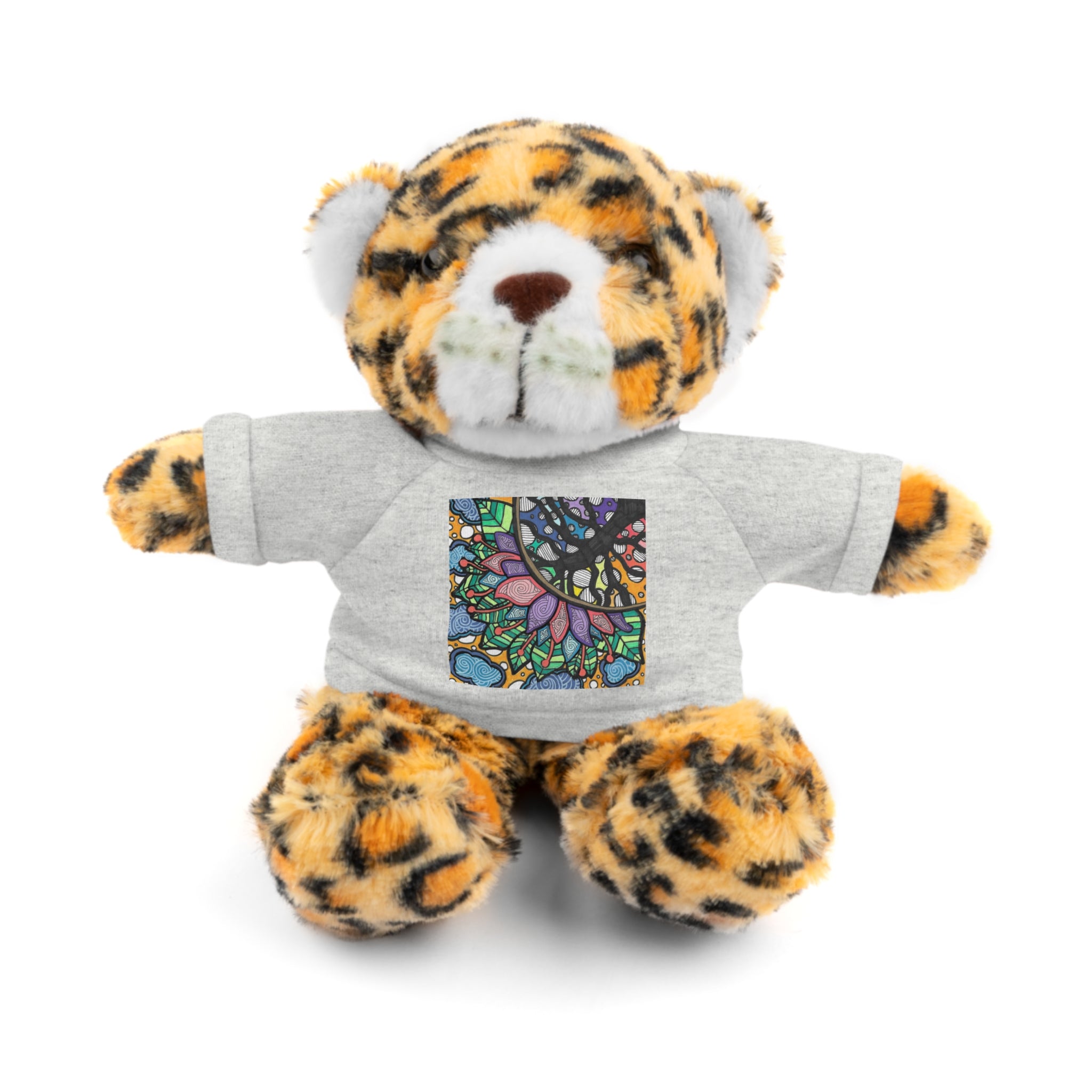 Colorful Tree of Growth stuffed animal with printed tee