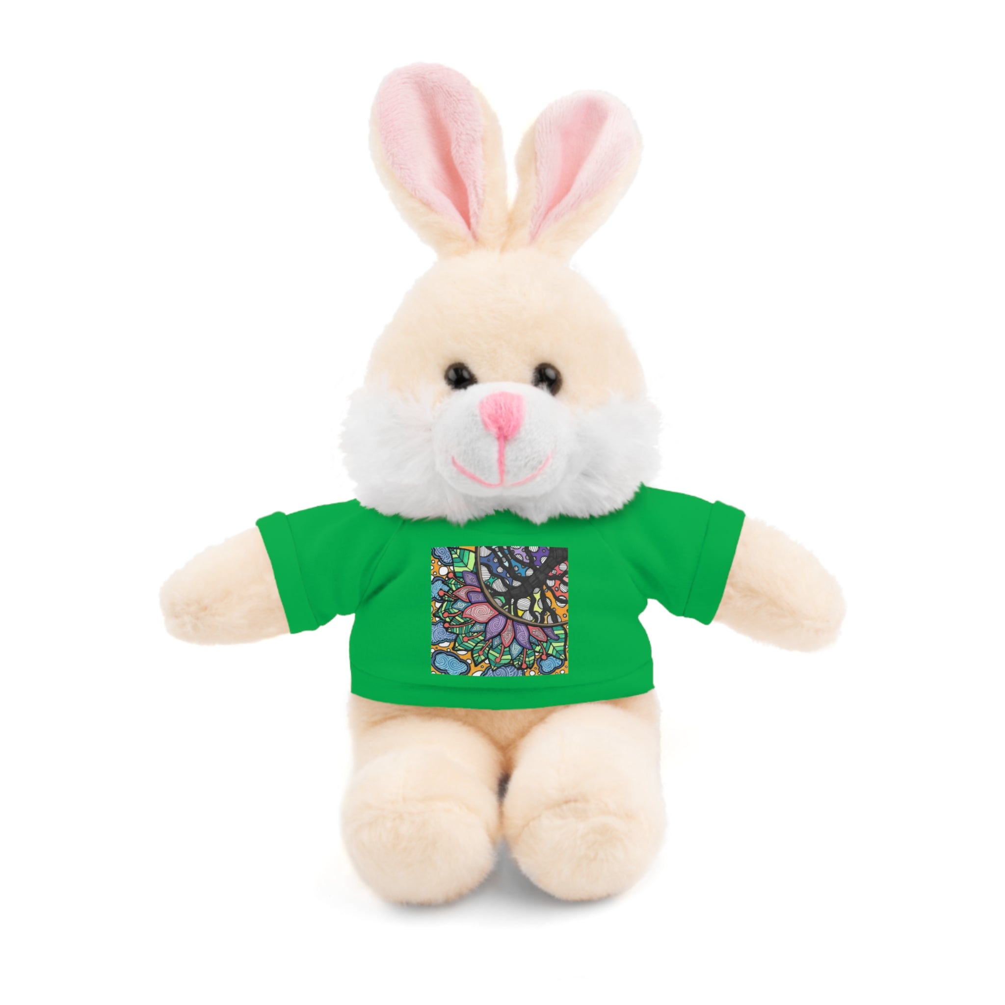 Colorful Tree of Growth stuffed animal with printed tee
