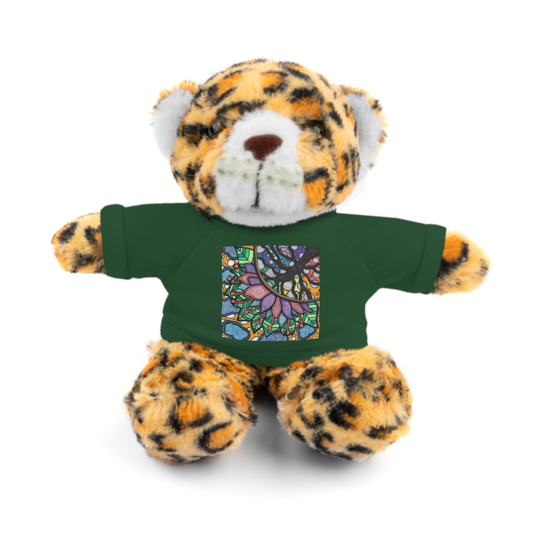 Colorful Tree of Growth stuffed animal with printed tee