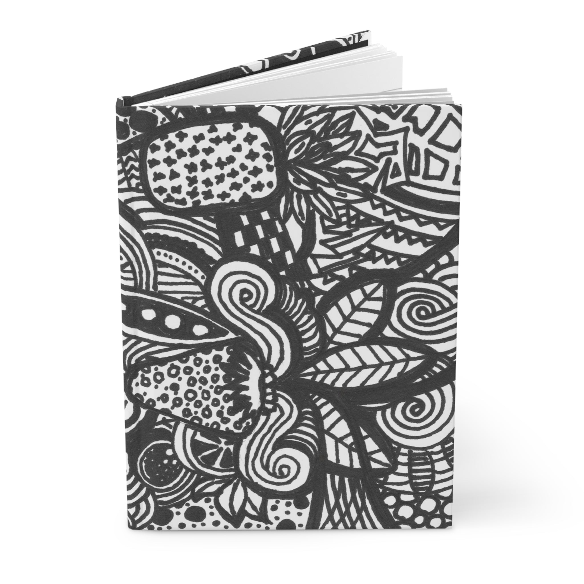 Black and White Doodle Zentangle Hardcover Journal | Matte Sketchbook