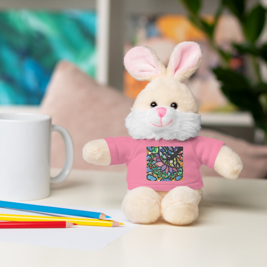 Colorful Tree of Growth stuffed animal with printed tee