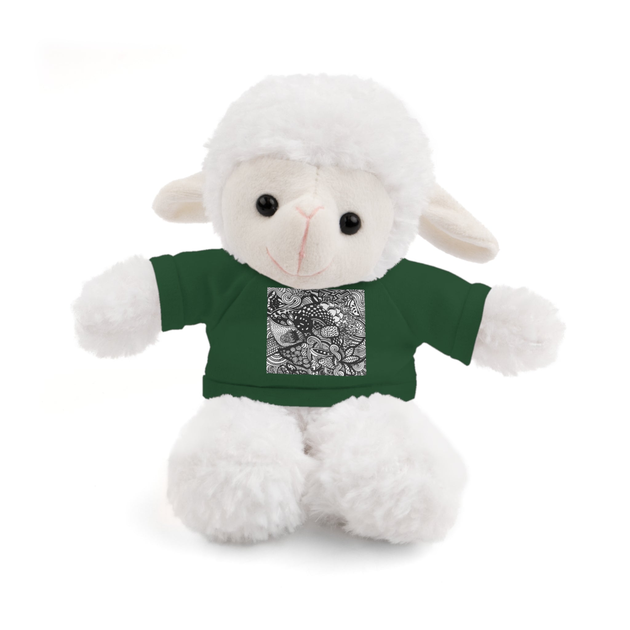 Black and White Zentangle Stuffed Animal Gift with Printed Tee