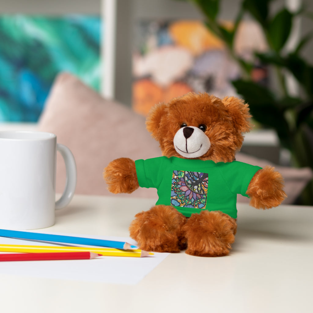 Colorful Tree of Growth stuffed animal with printed tee