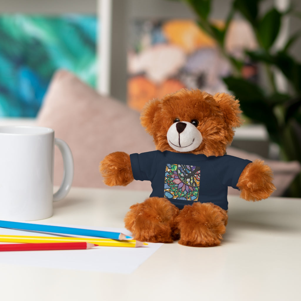 Colorful Tree of Growth stuffed animal with printed tee
