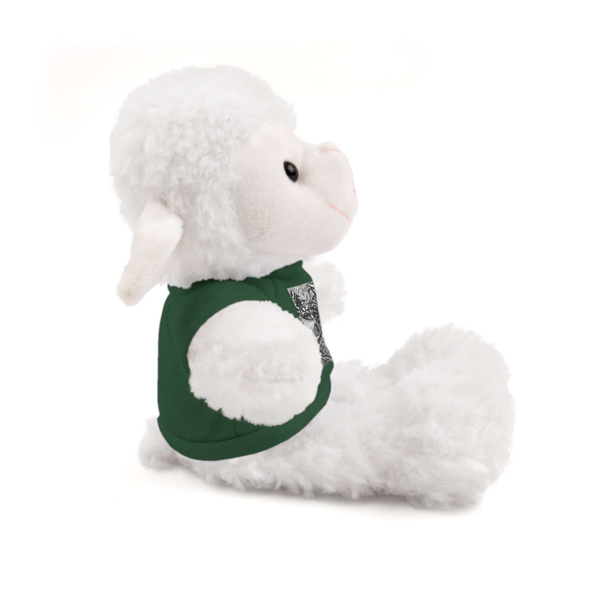 Black and White Zentangle Stuffed Animal Gift with Printed Tee
