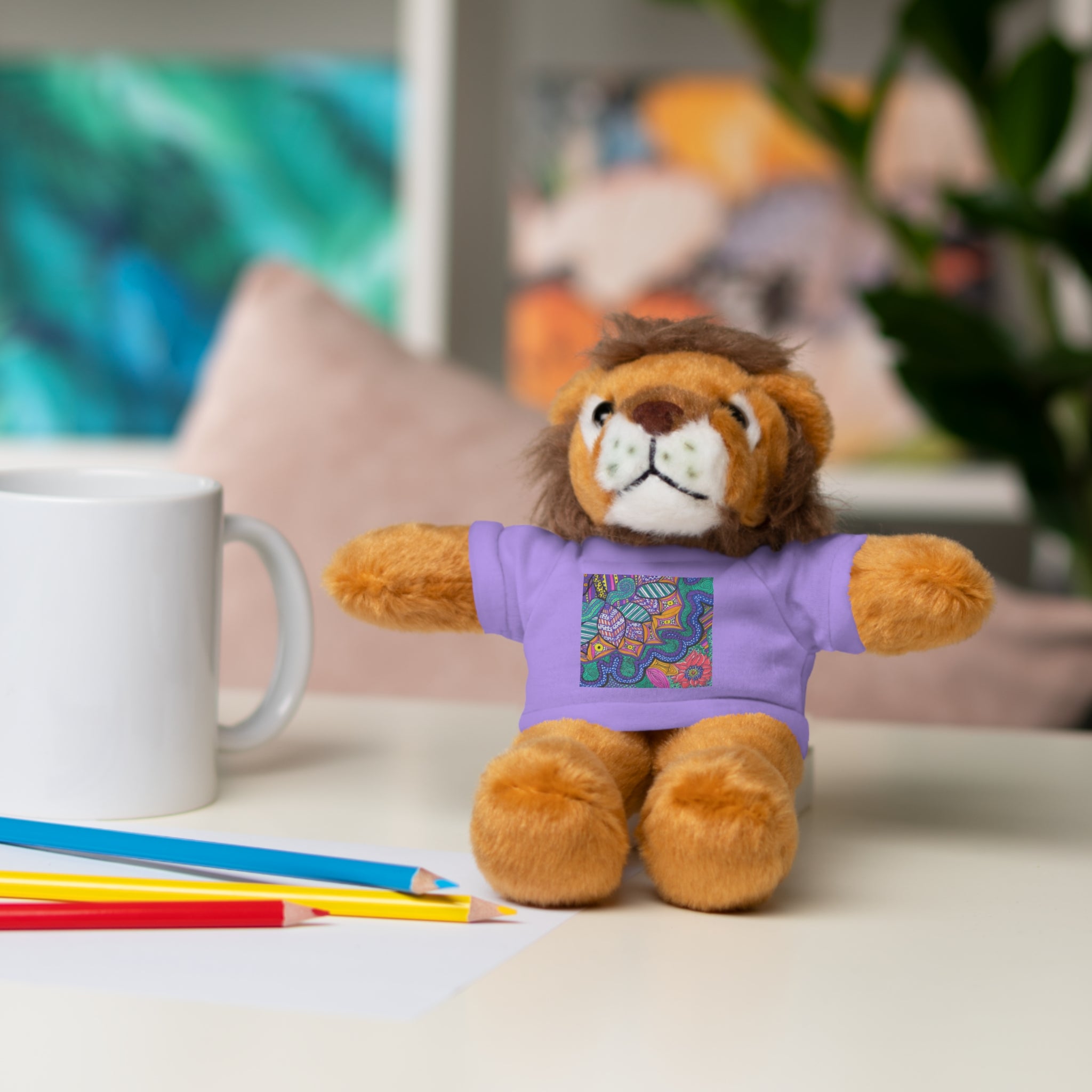 Spring Easter stuffed animal with printed tee