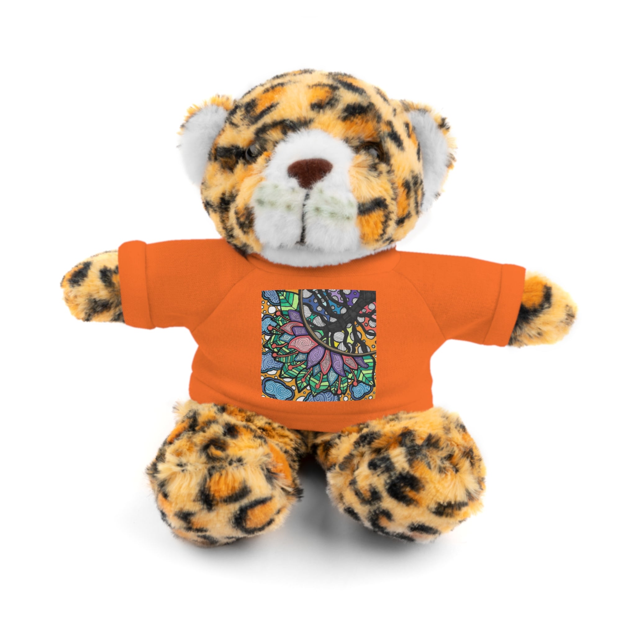 Colorful Tree of Growth stuffed animal with printed tee
