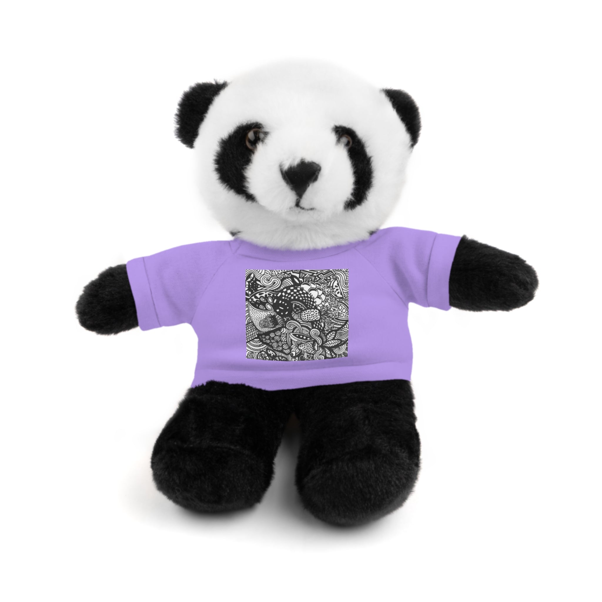 Black and White Zentangle Stuffed Animal Gift with Printed Tee