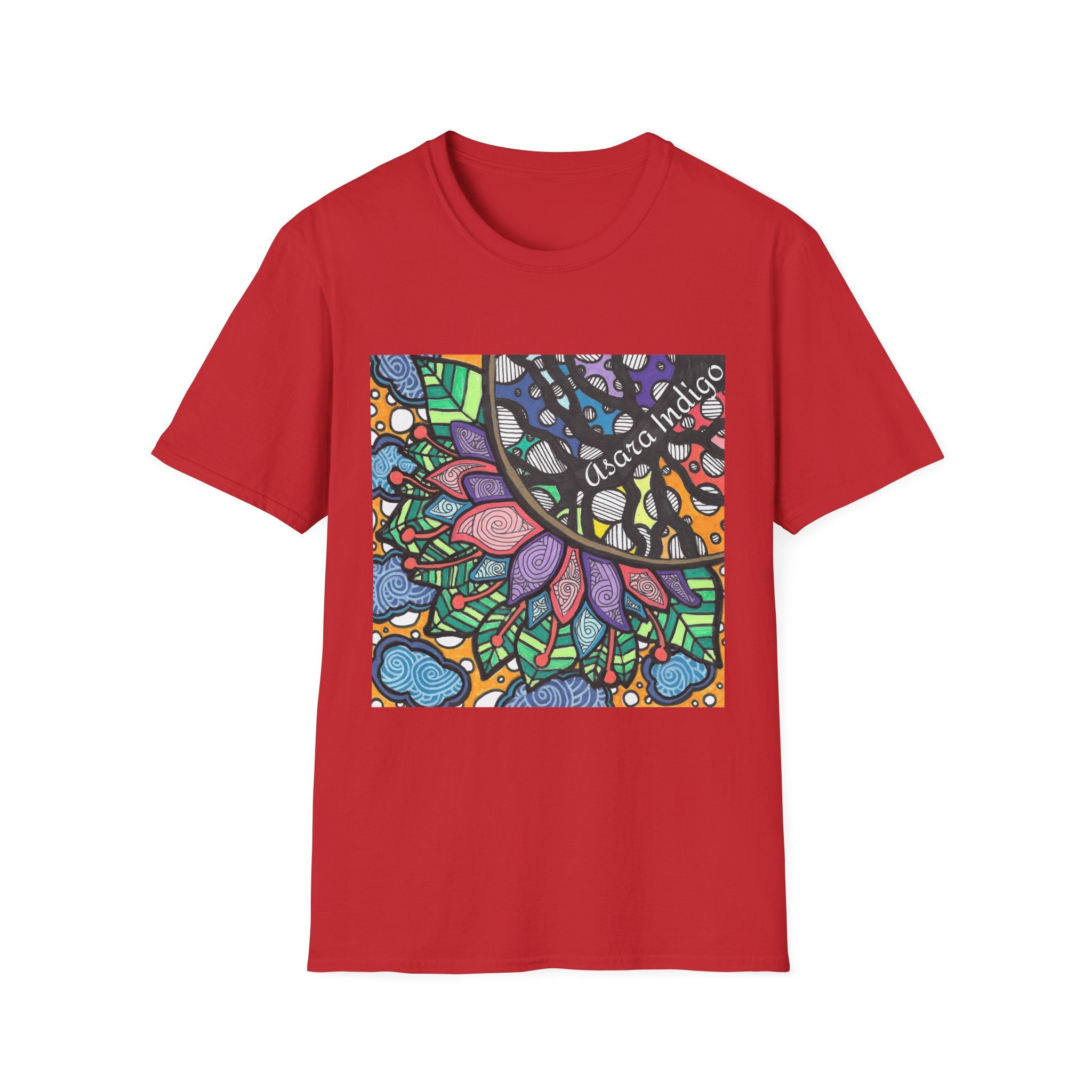 Mandala Floral Tee — Colorful Boho Graphic T-Shirt with 'Algora Indico' Design