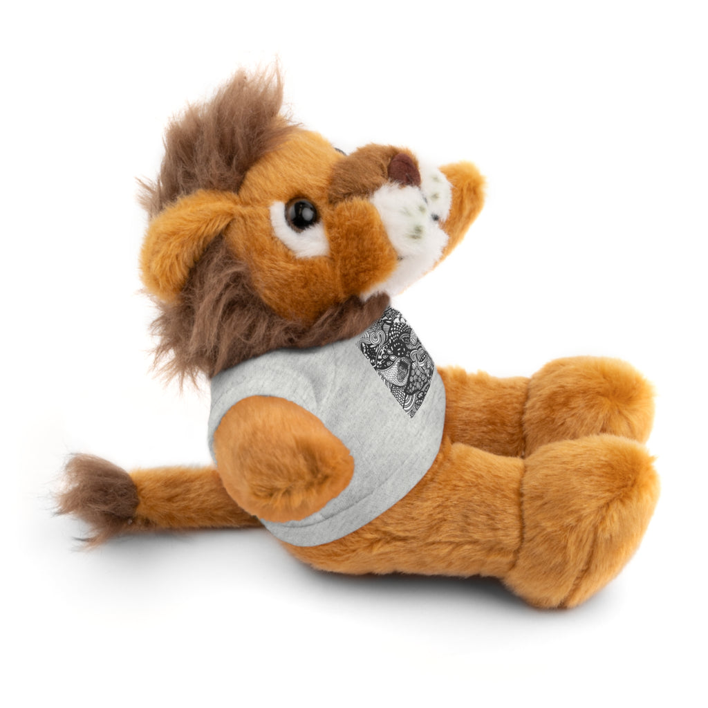 Black and White Zentangle Stuffed Animal Gift with Printed Tee