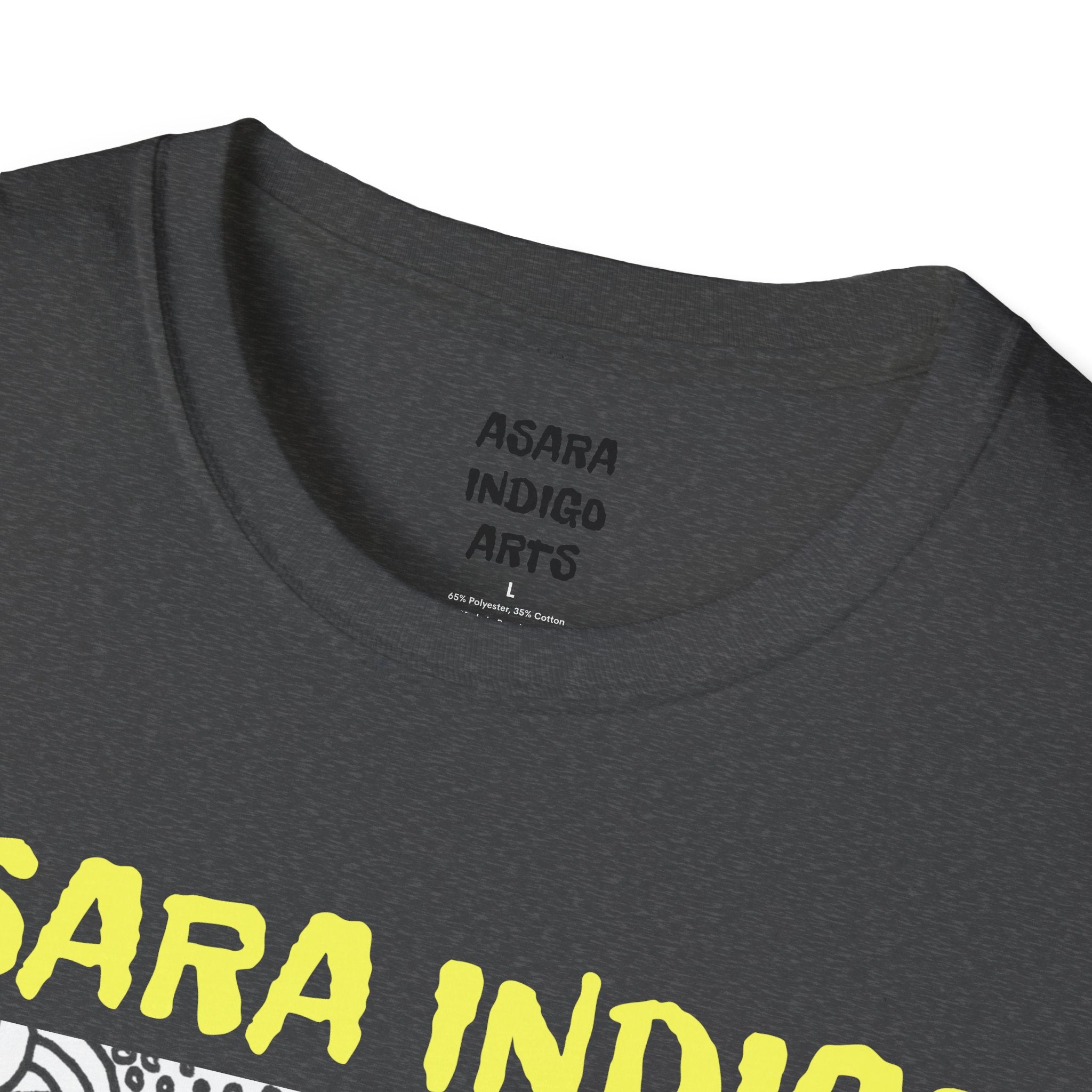 Indigo Doodle Art T-Shirt — 'ASARA INDIGO' Black & White Abstract Graphic Tee