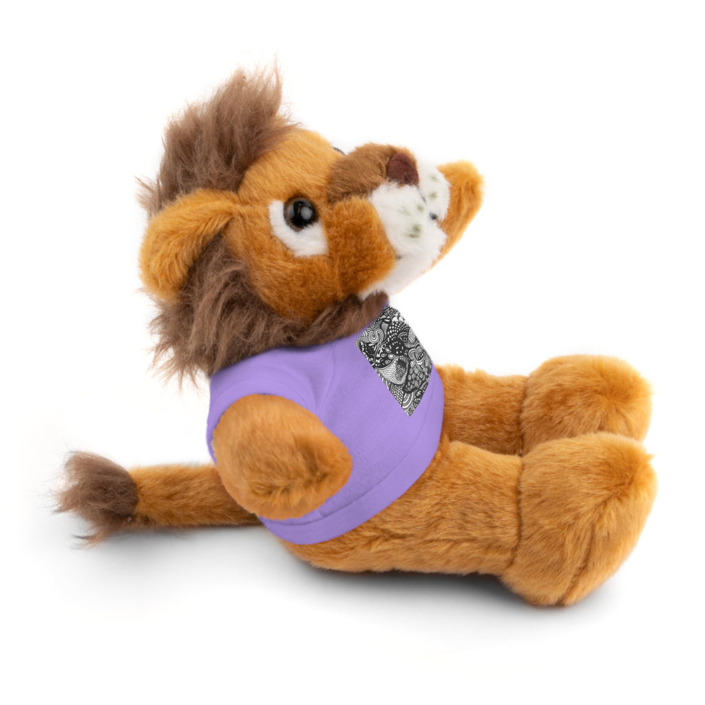 Black and White Zentangle Stuffed Animal Gift with Printed Tee