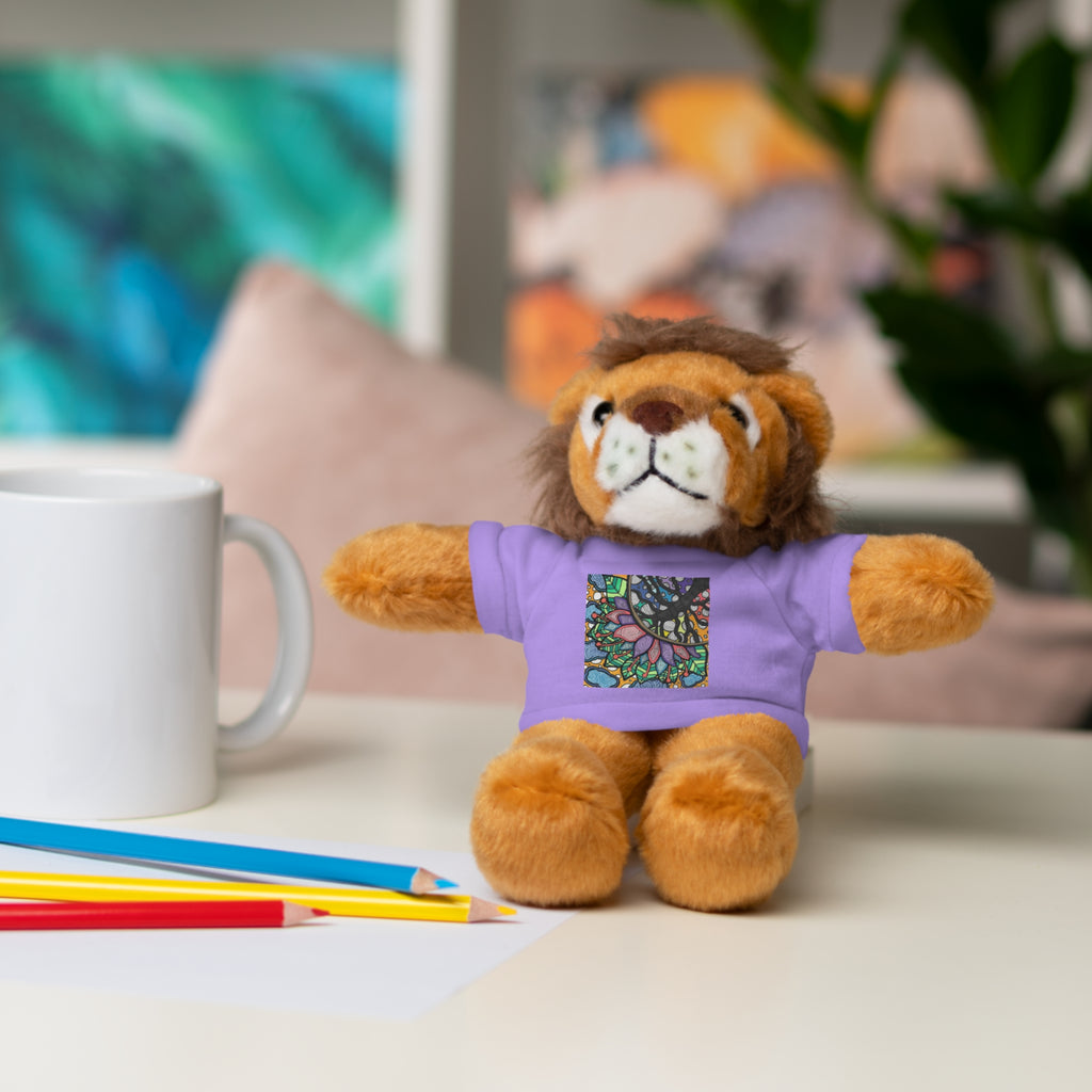 Colorful Tree of Growth stuffed animal with printed tee