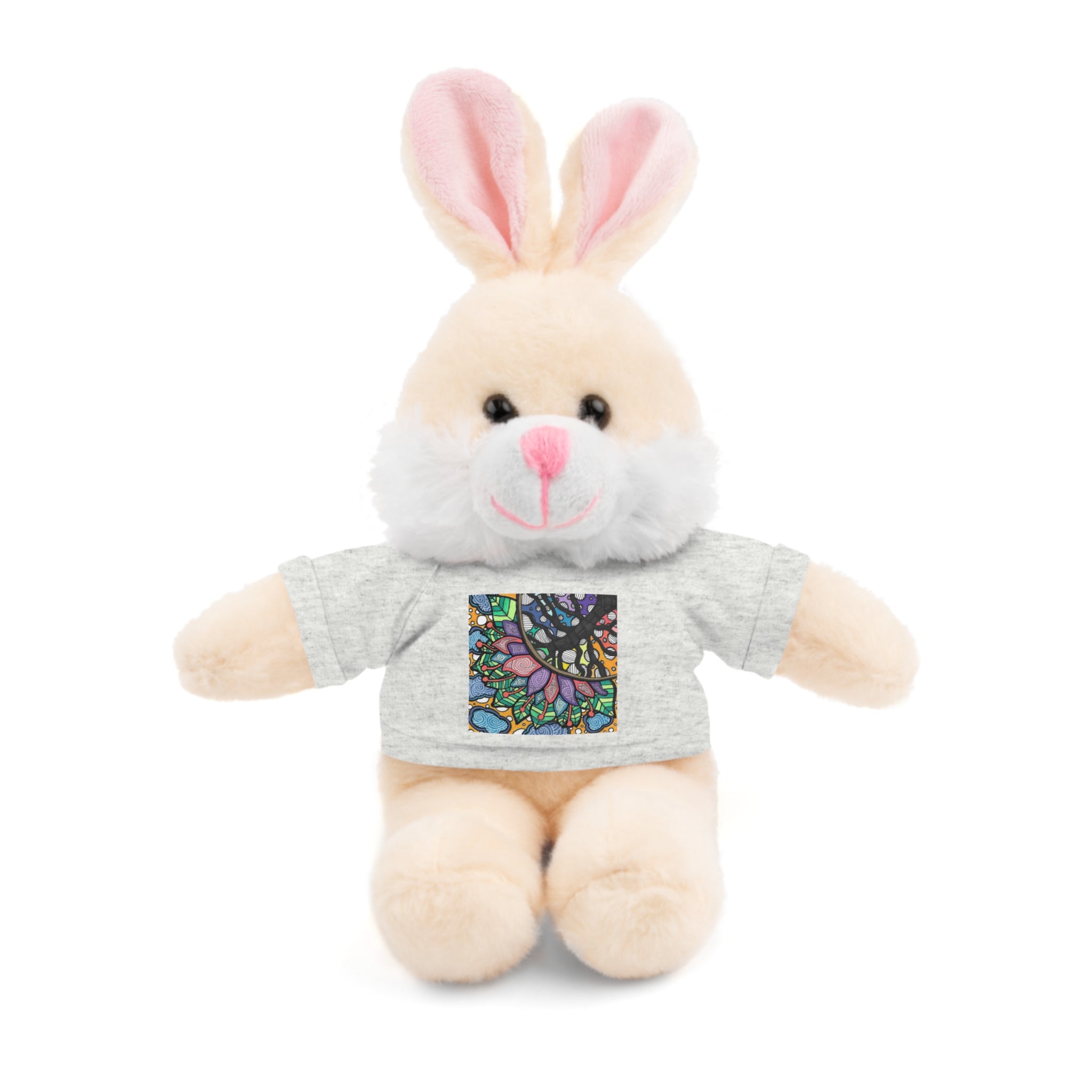 Colorful Tree of Growth stuffed animal with printed tee