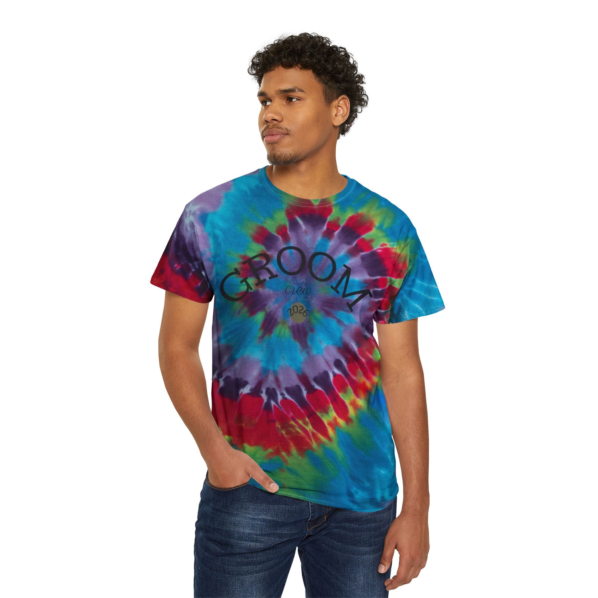 Groom Crew Spiral Tie-Dye Tee — Bachelor Party Wedding Party Shirt