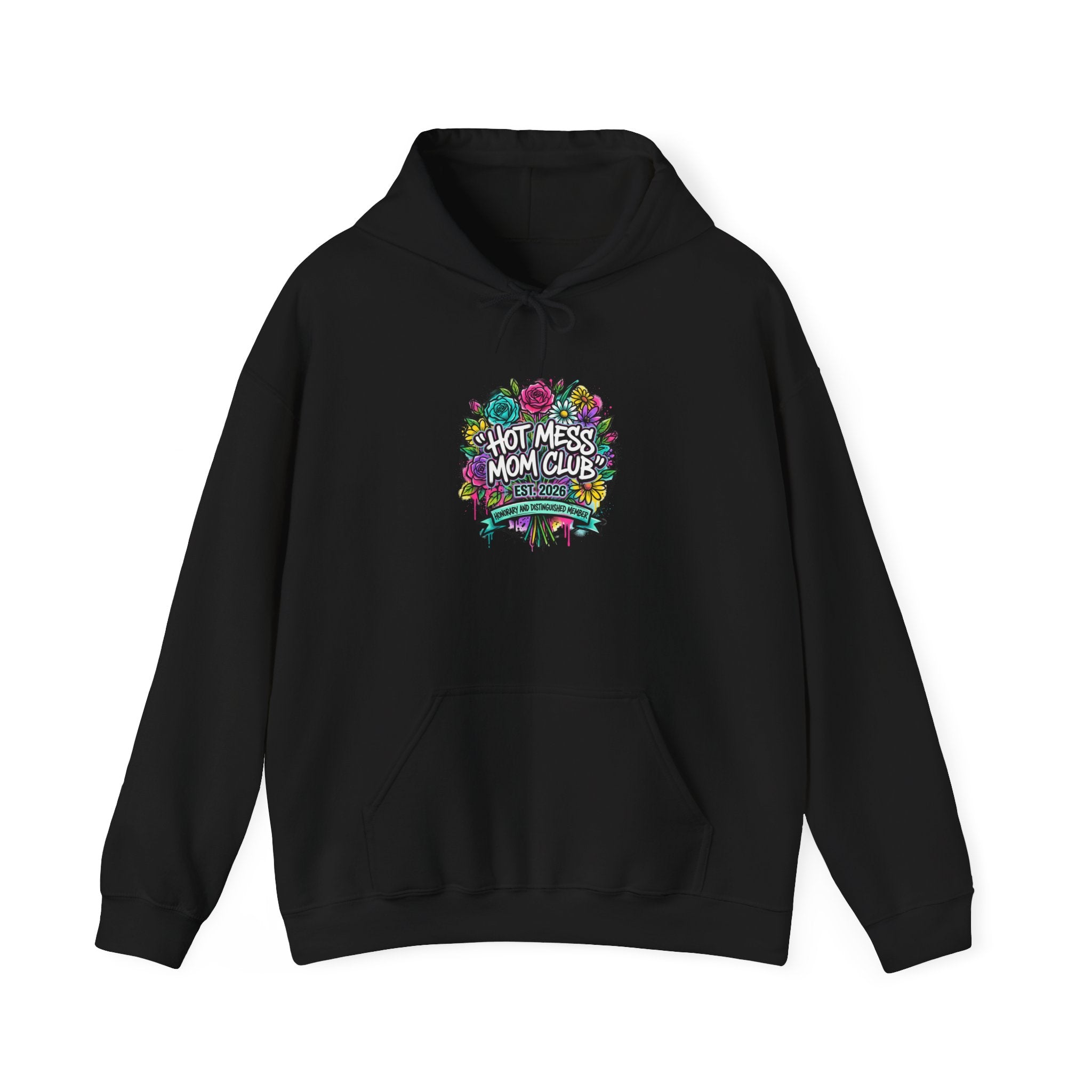 Hot Mess Mom Club Hoodie | Mother’s Day minimalist typographic mom sweatshirt