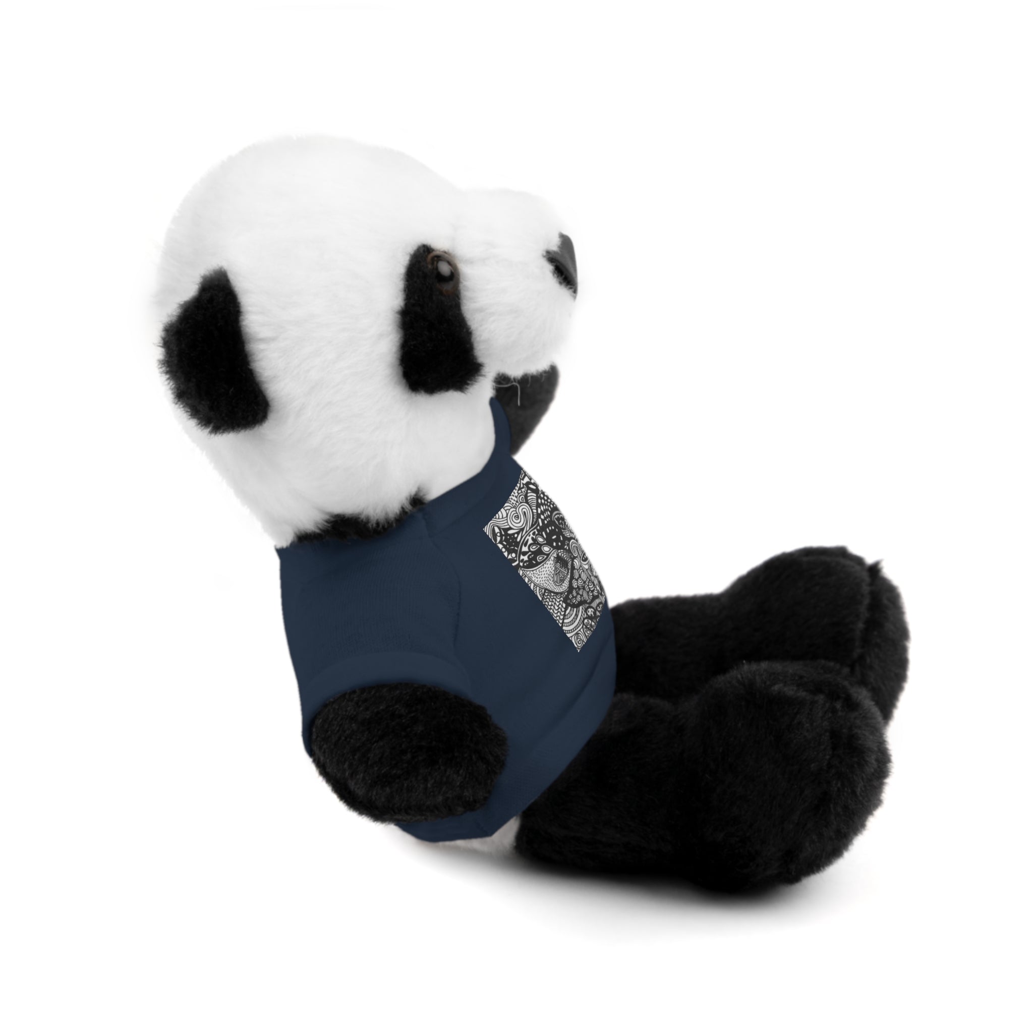 Black and White Zentangle Stuffed Animal Gift with Printed Tee