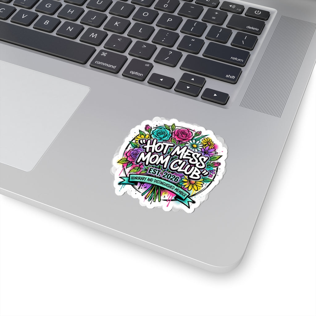 Hot Mess Mom Club Sticker | Mother's Day Minimal Typographic Mom Identity