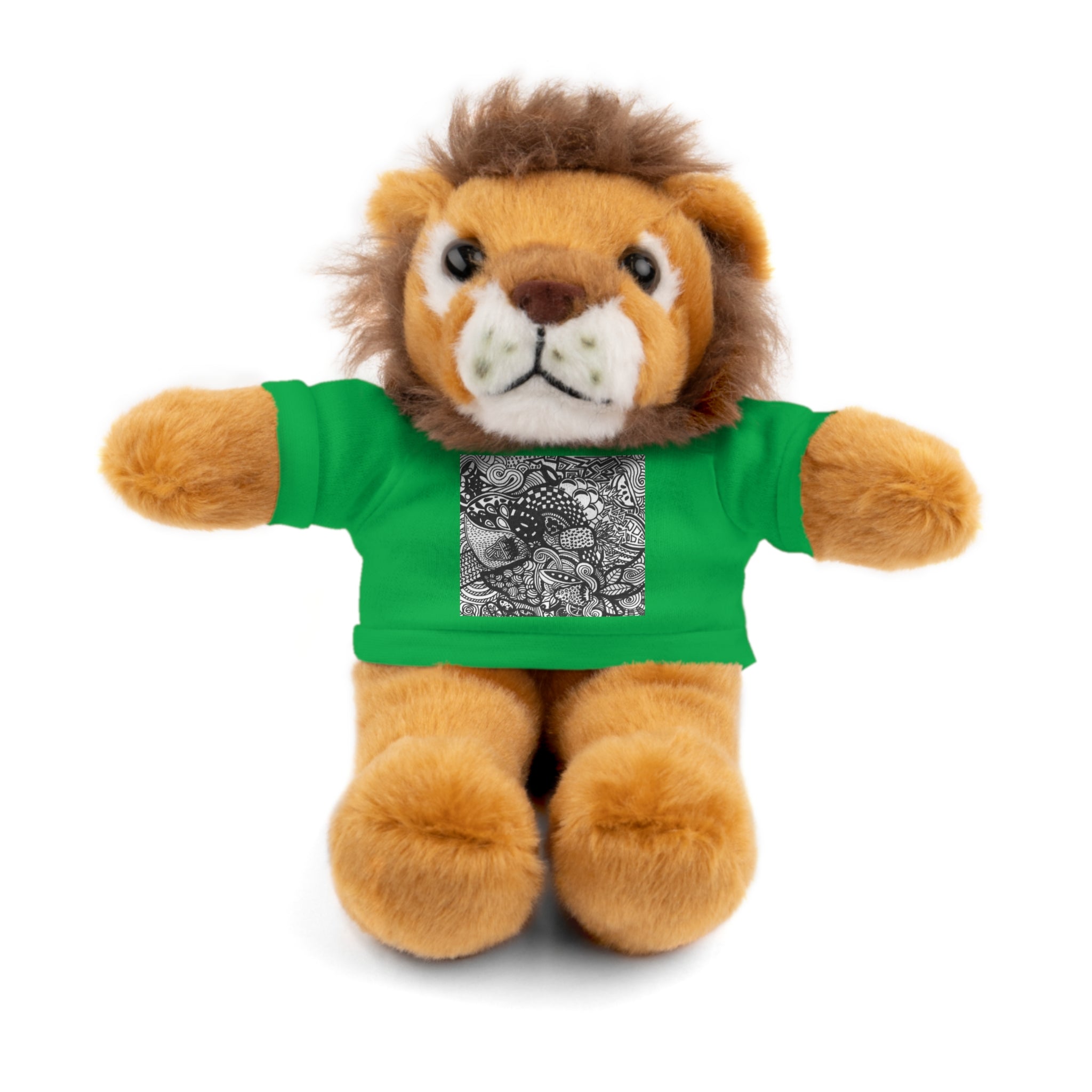 Black and White Zentangle Stuffed Animal Gift with Printed Tee